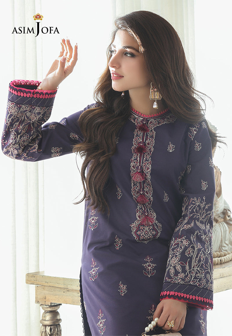 AJAID-19 EMBROIDERED SLUB LAWN Stitched 1 PC