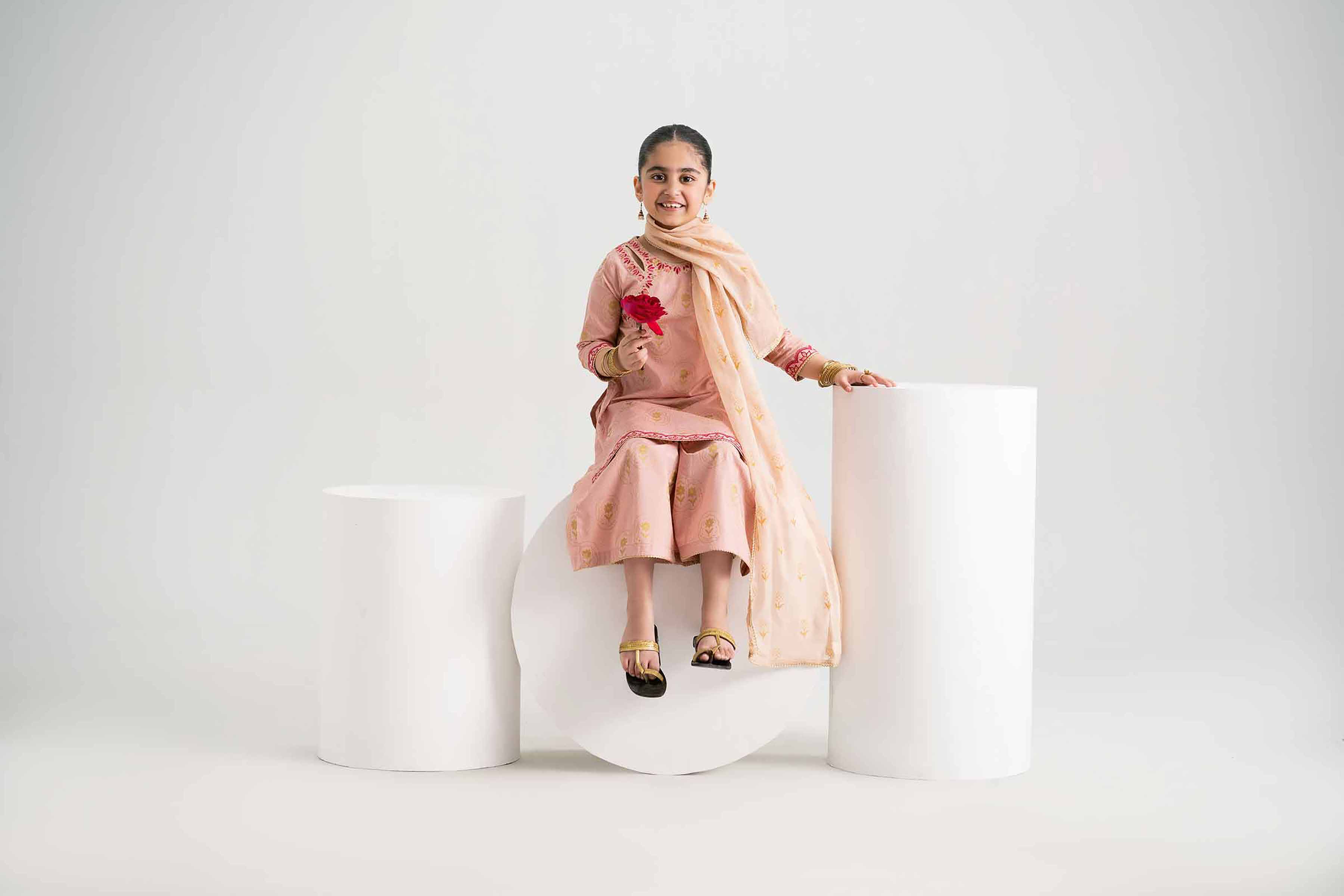 3 Piece - Printed Embroidered Suit - PMD25-05 D