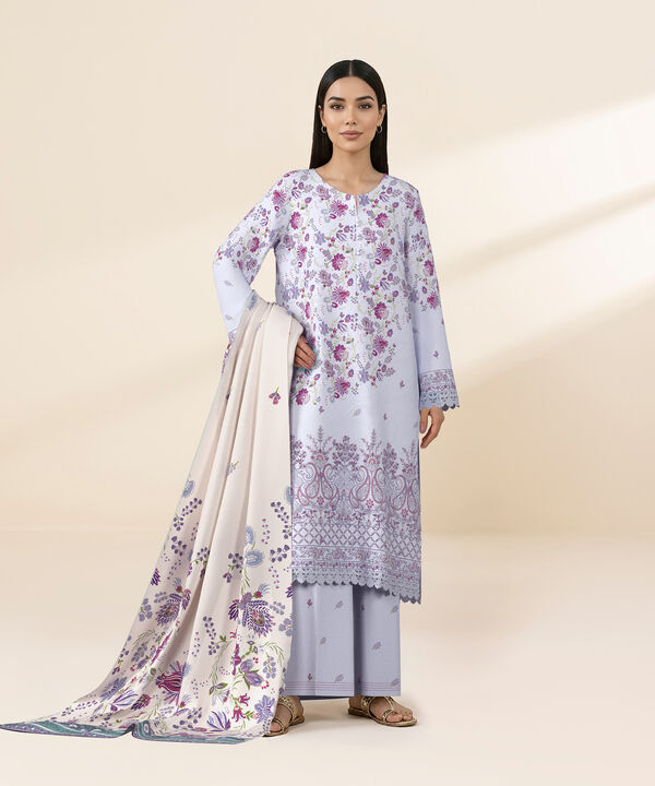 3 Piece - Digital Embroidered Fine Lawn Suit