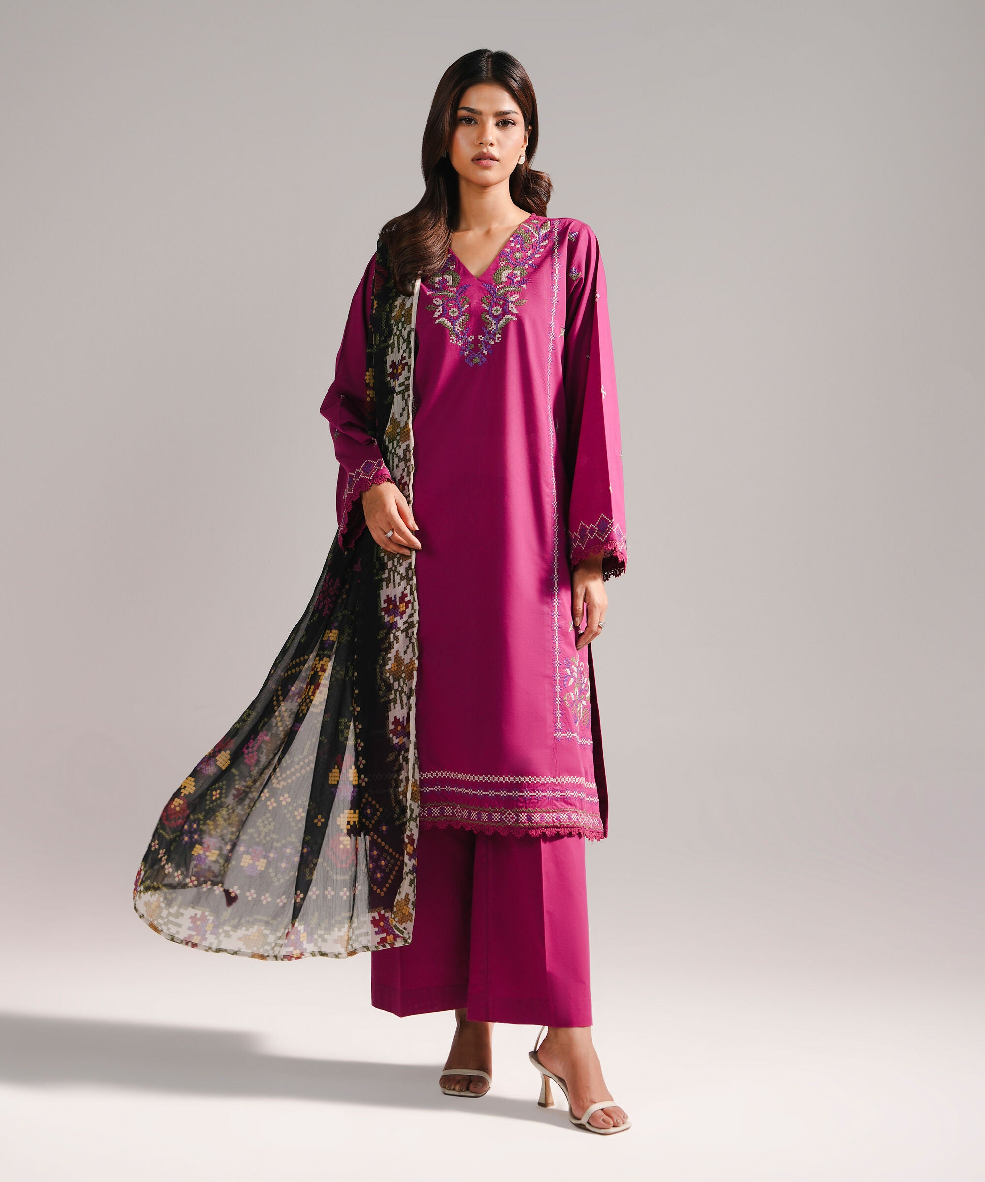 Blended Chiffon Printed Black Dupatta