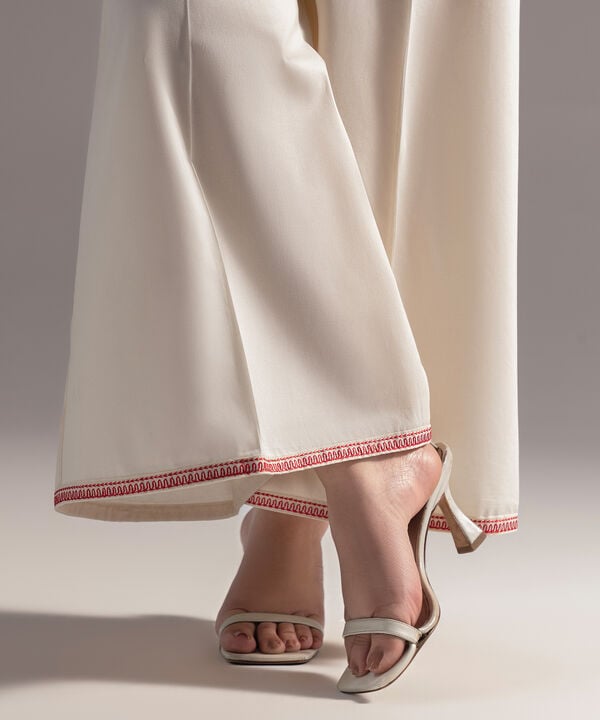 Embroidered Cambric Flared Pants