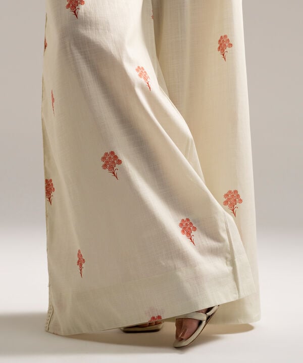 Printed Crosshatch Flared Pants