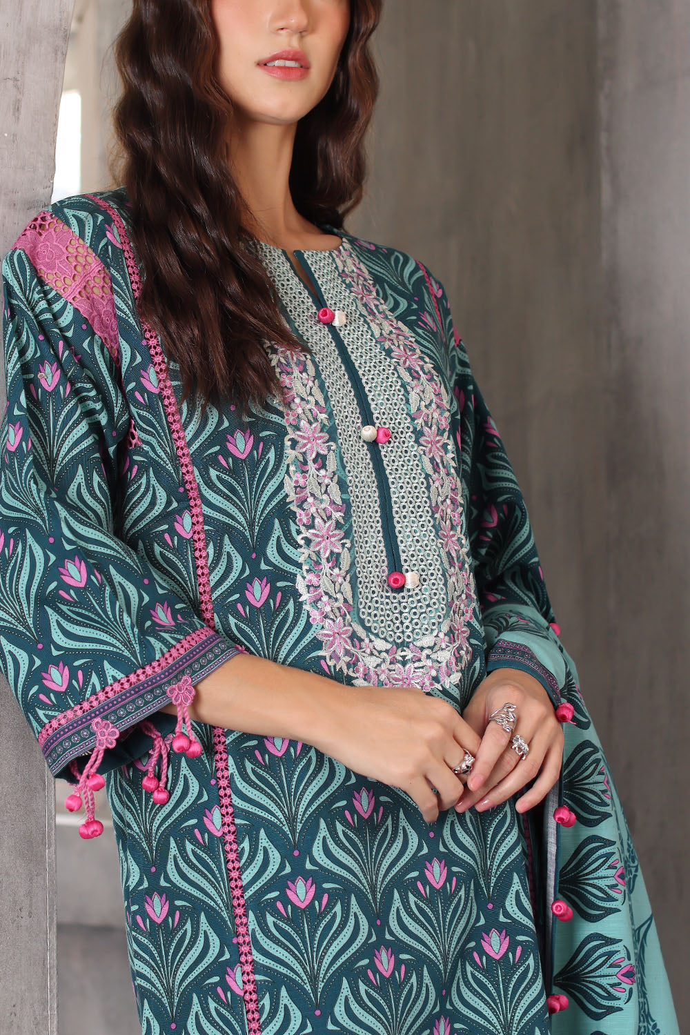 3 Piece Printed Khaddar Suit with Printed Khaddar Dupatta