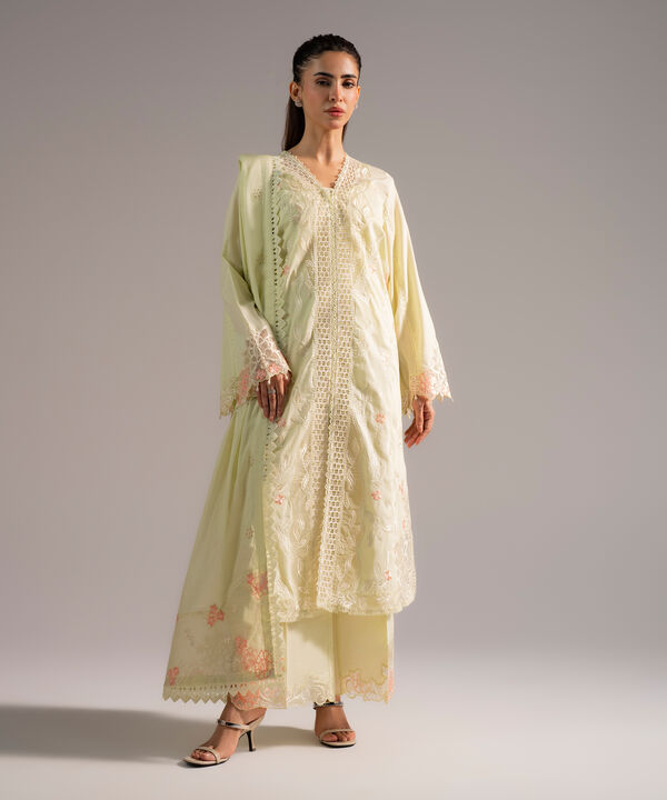 3 Piece - Embroidered Dobby Suit