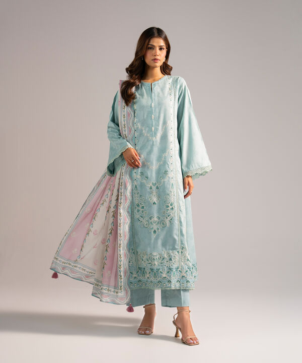 3 Piece - Embroidered Jacquard Suit