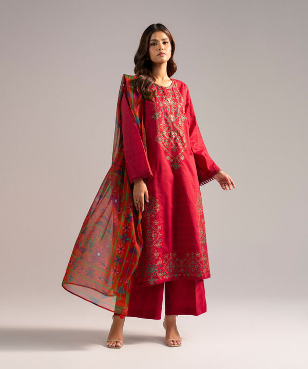 3 Piece - Embroidered Jacquard Suit