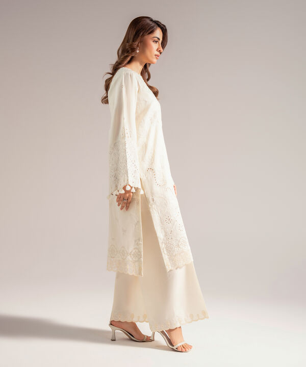 2 Piece - Embroidered Cotton Suit