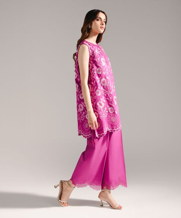 2 Piece - Embroidered Cotton Suit