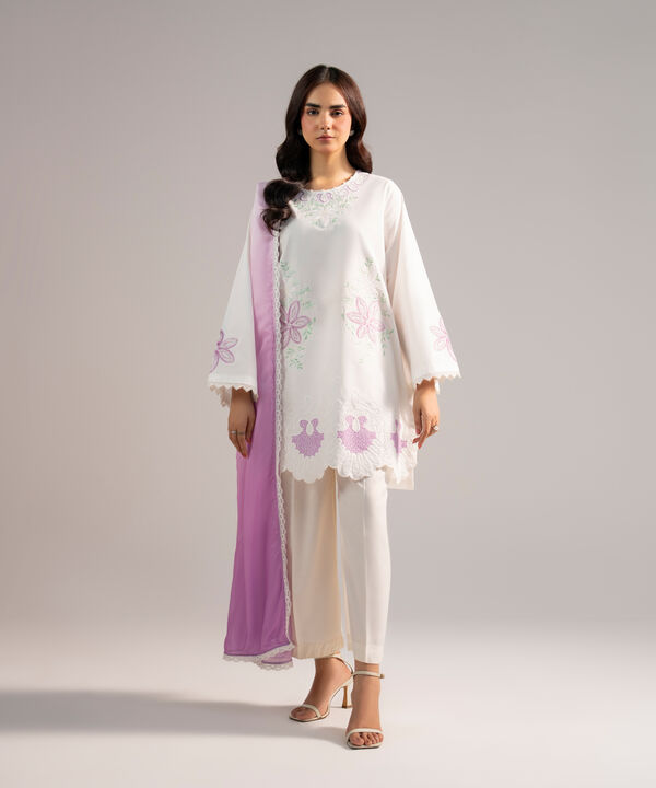 2 Piece - Embroidered Cambric Suit