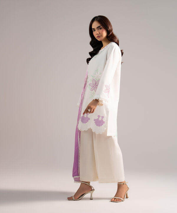 2 Piece - Embroidered Cambric Suit