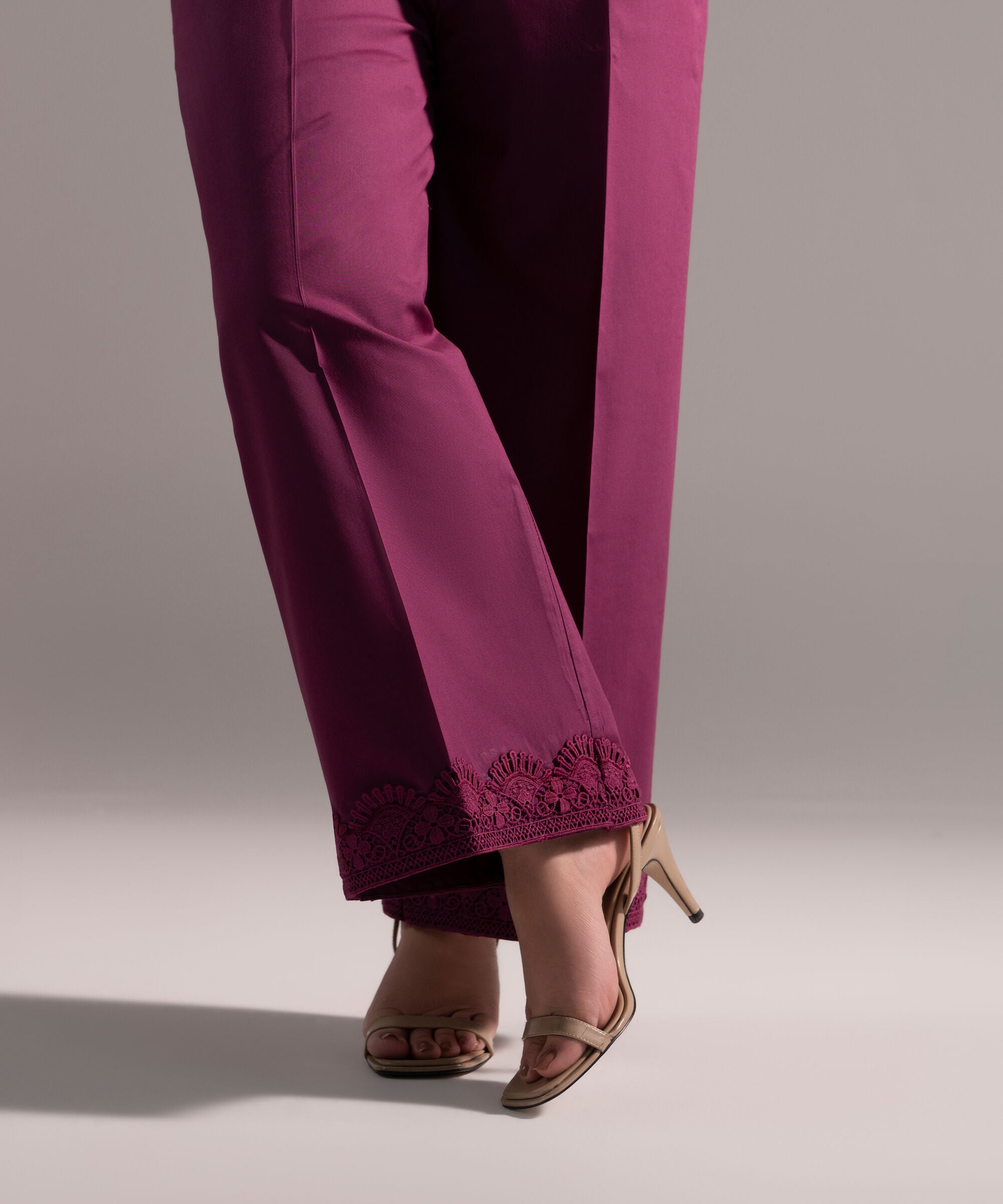 Women's RTW Cambric Solid Purple Culottes