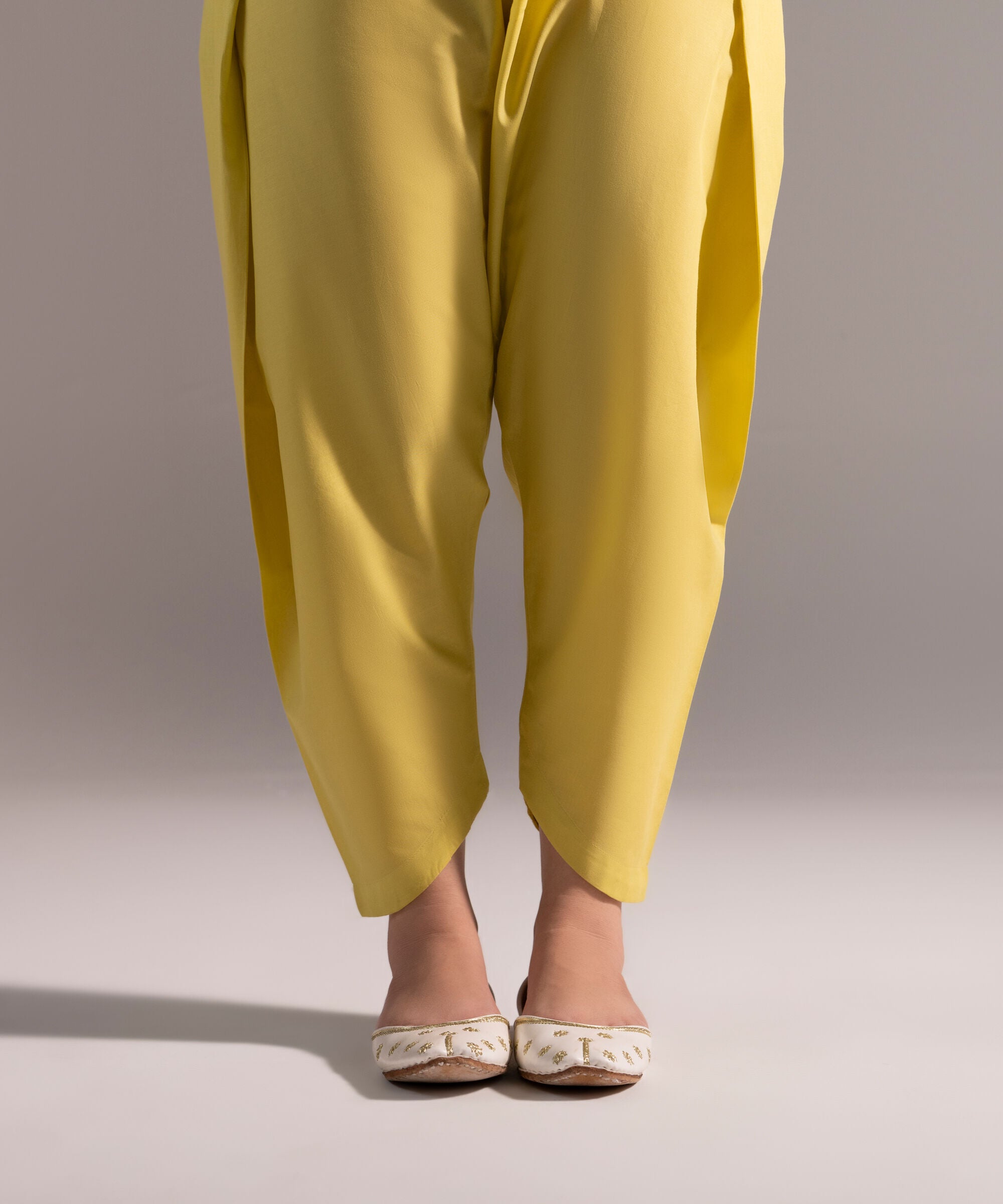 Women's RTW Cambric Solid Lime Green Skinny Shalwar