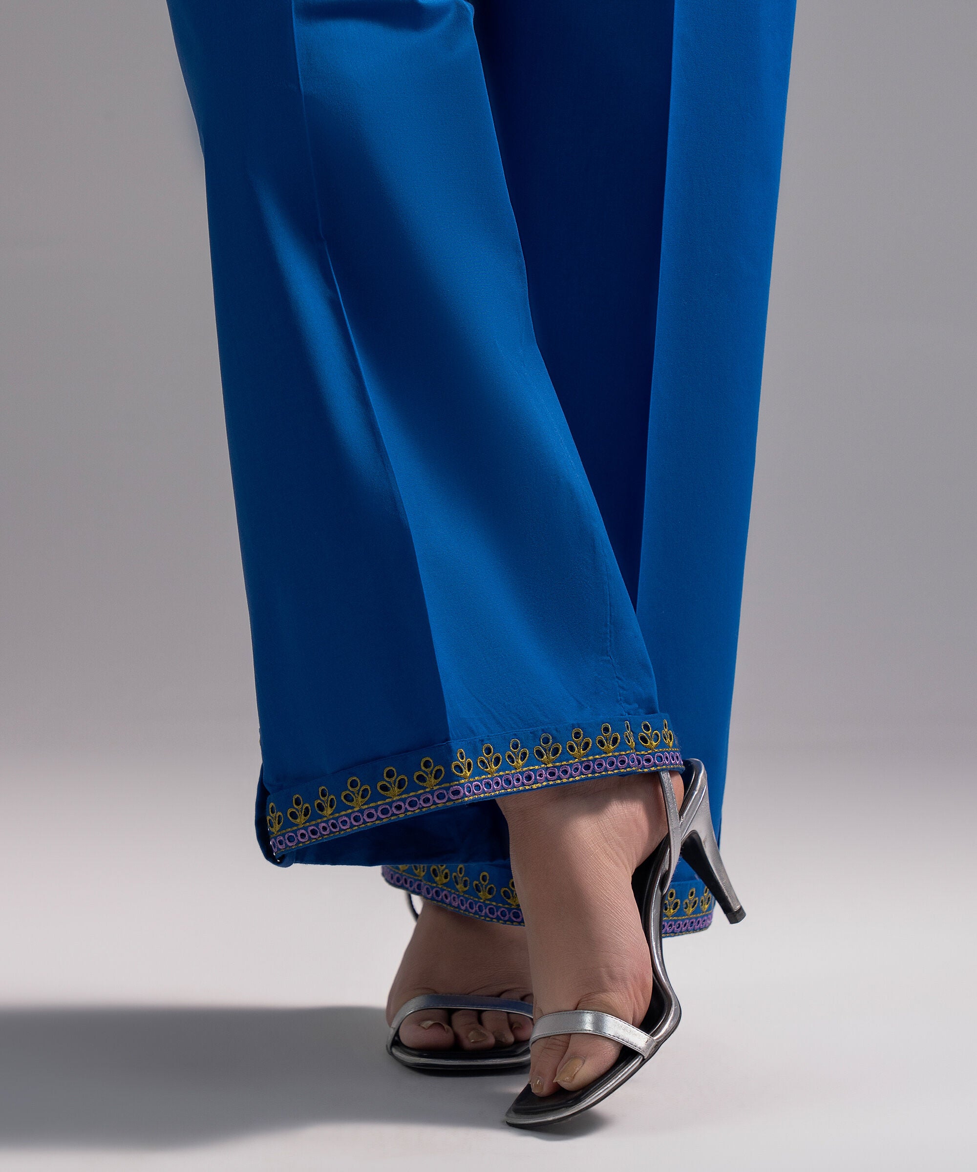 Women's RTW Cambric Embroidered Dark Blue Culottes