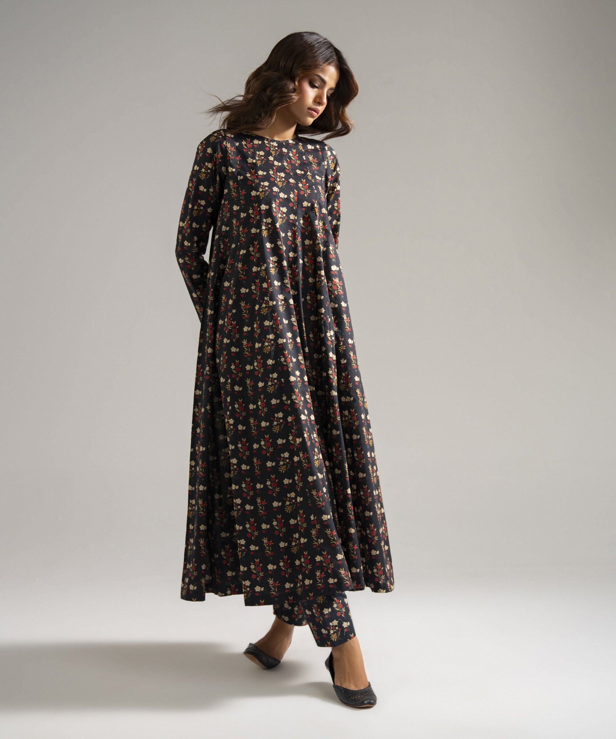 Women's RTW Lawn Printed Black Kalidar