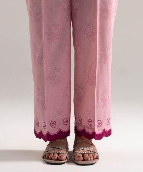 Printed Cotton Viscose Straight Pants