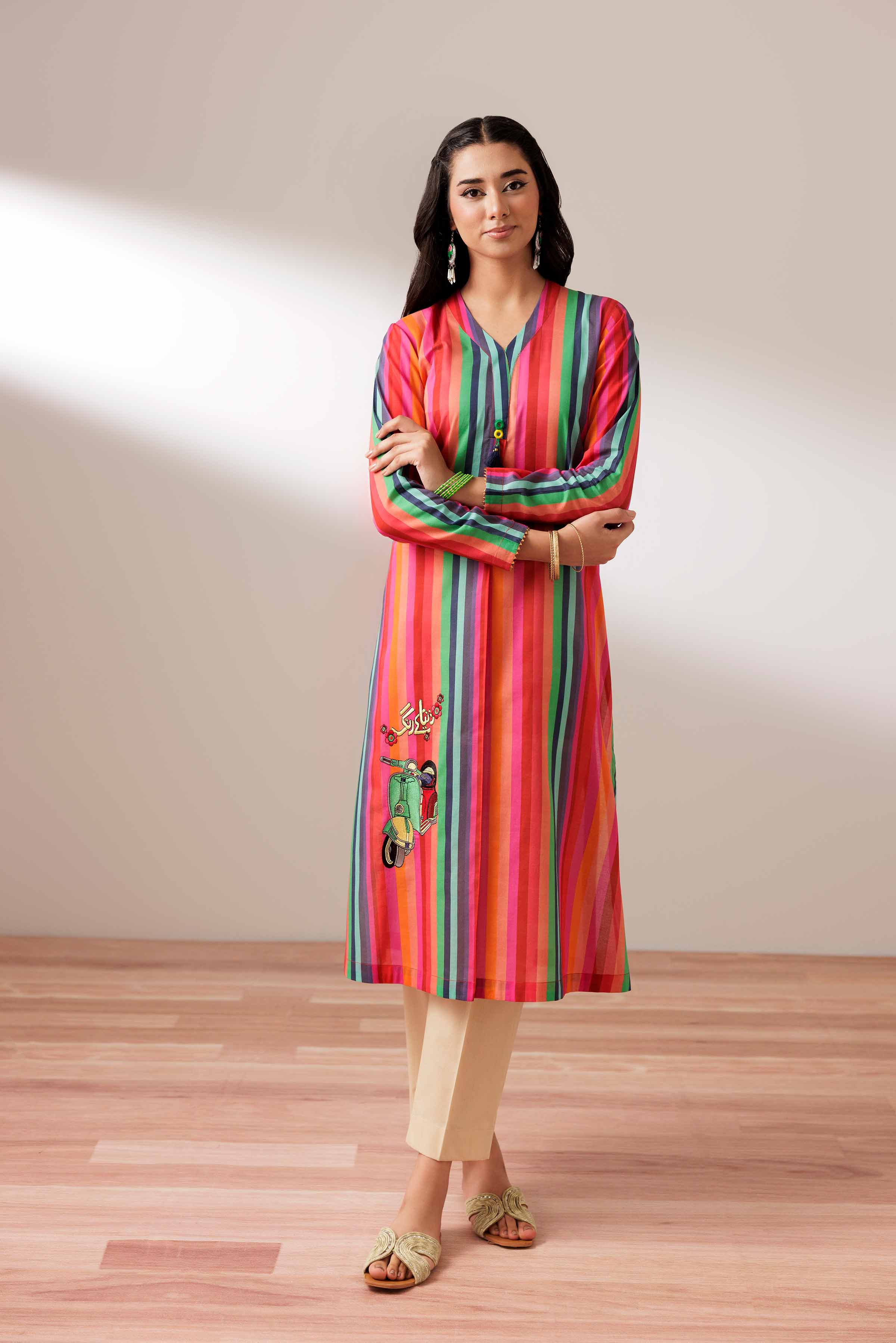 Printed Embroidered Shirt - PS25-188