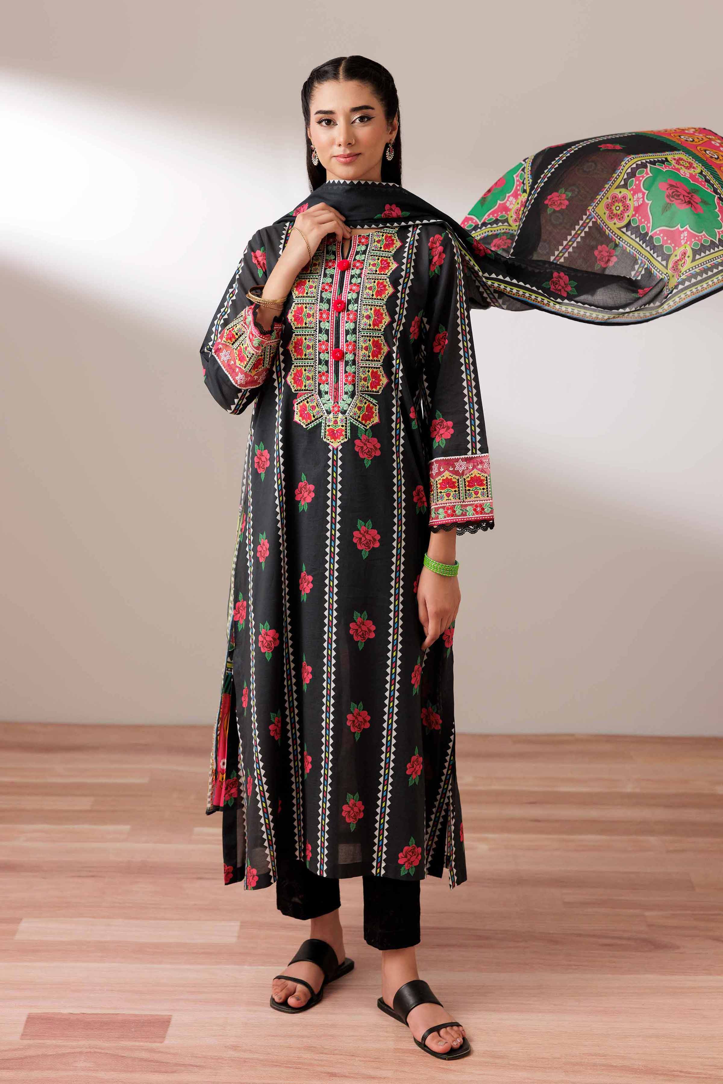 2 Piece - Printed Embroidered Suit - PS25-193