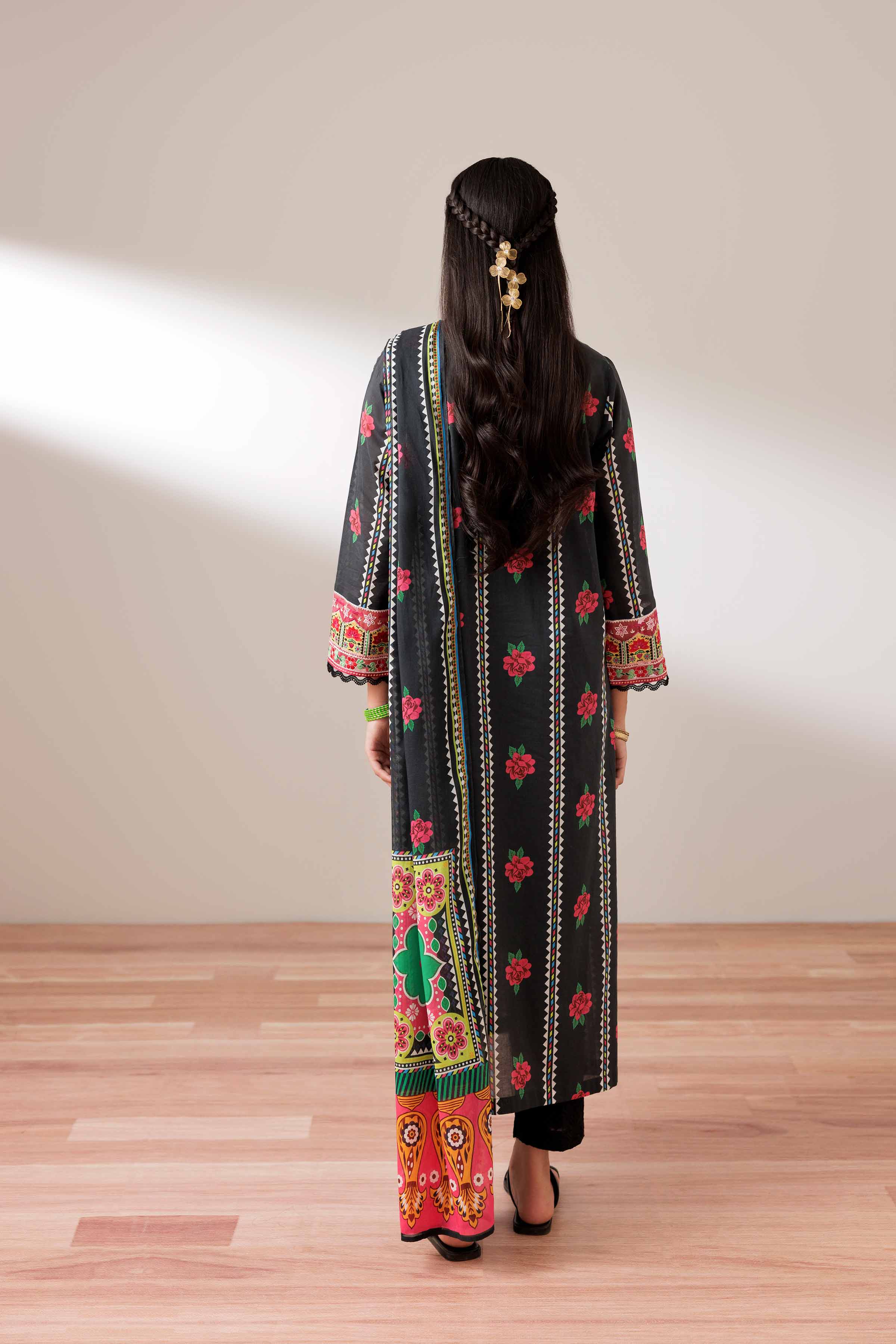 2 Piece - Printed Embroidered Suit - PS25-193