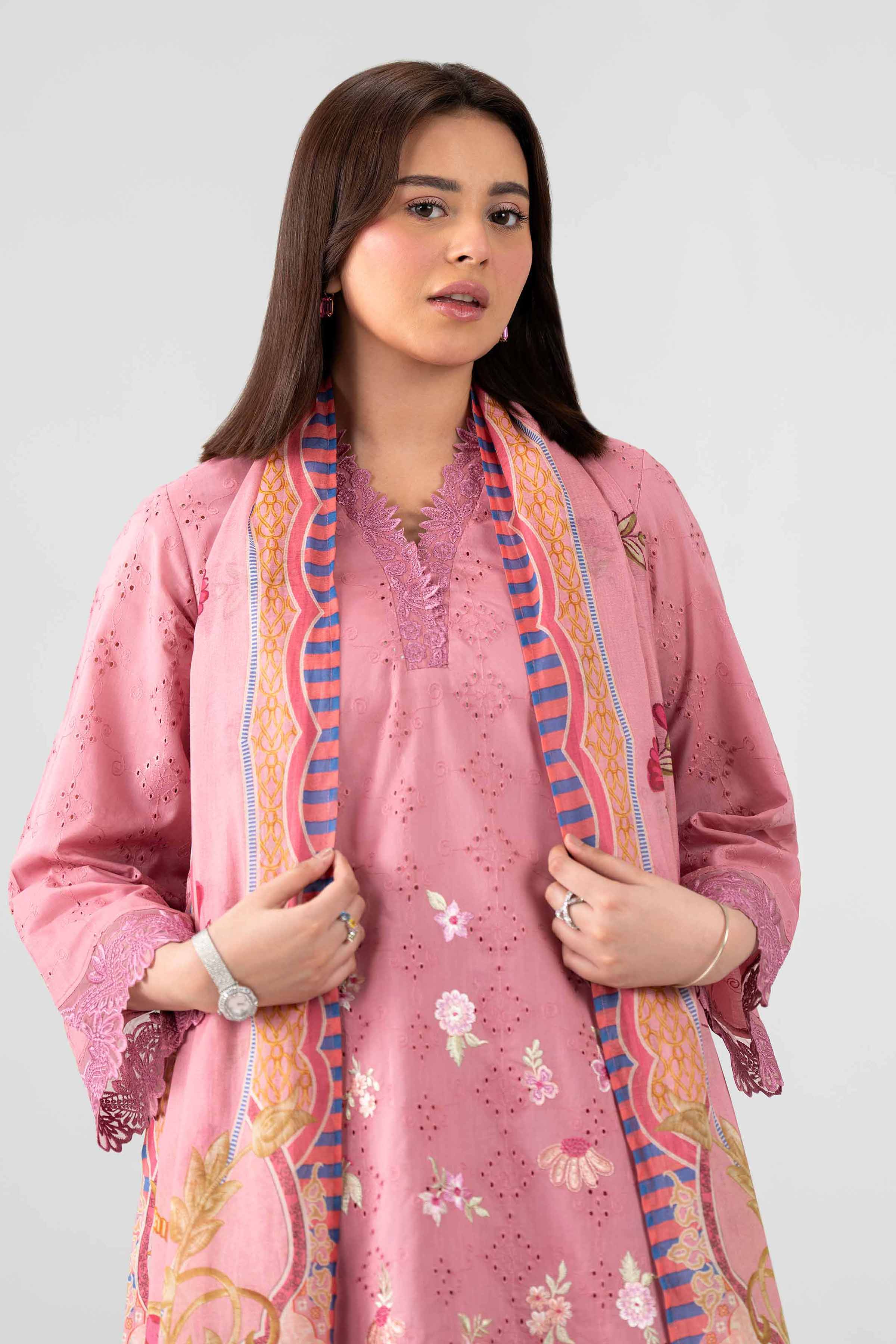 3 Piece - Printed Embroidered Suit - PS26-118