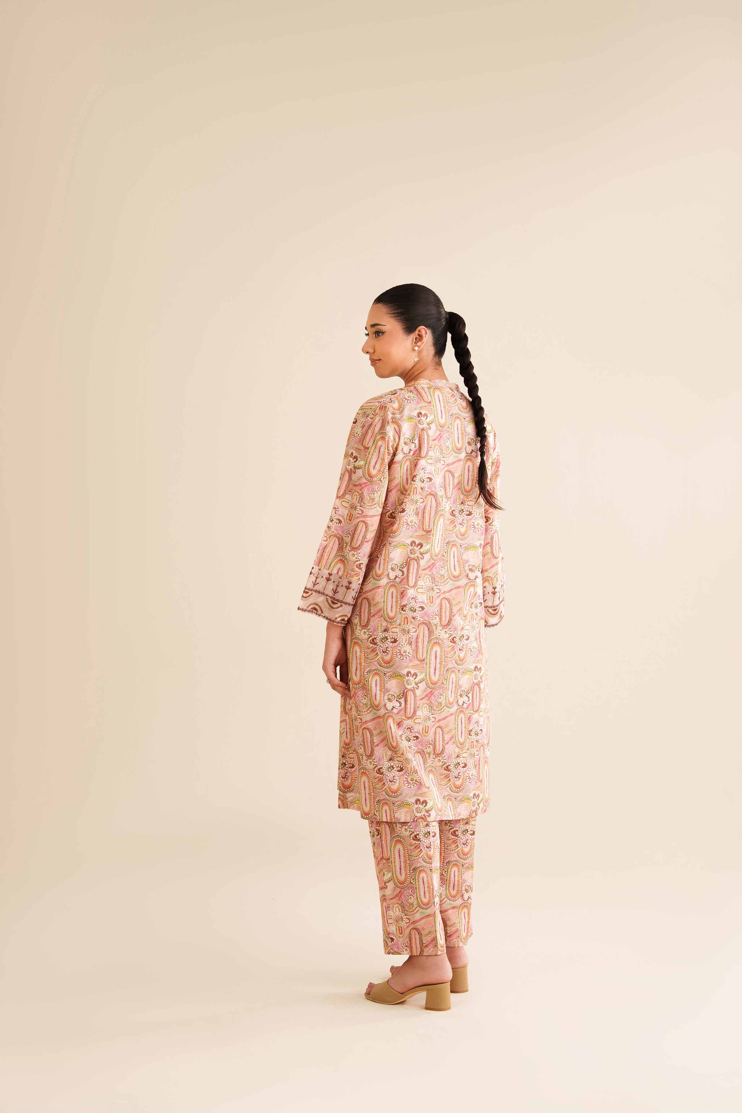 2 Piece - Printed Embroidered Suit - PW25-12