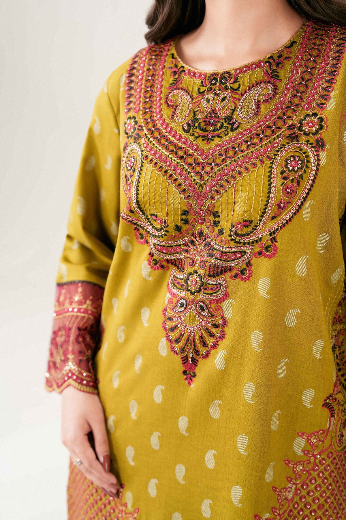 3 PIECE - PRINTED EMBROIDERED SUIT - PW25-178