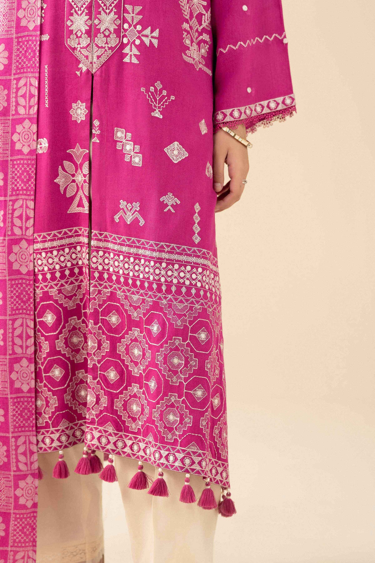 2 Piece - Printed Embroidered Suit - PW25-185