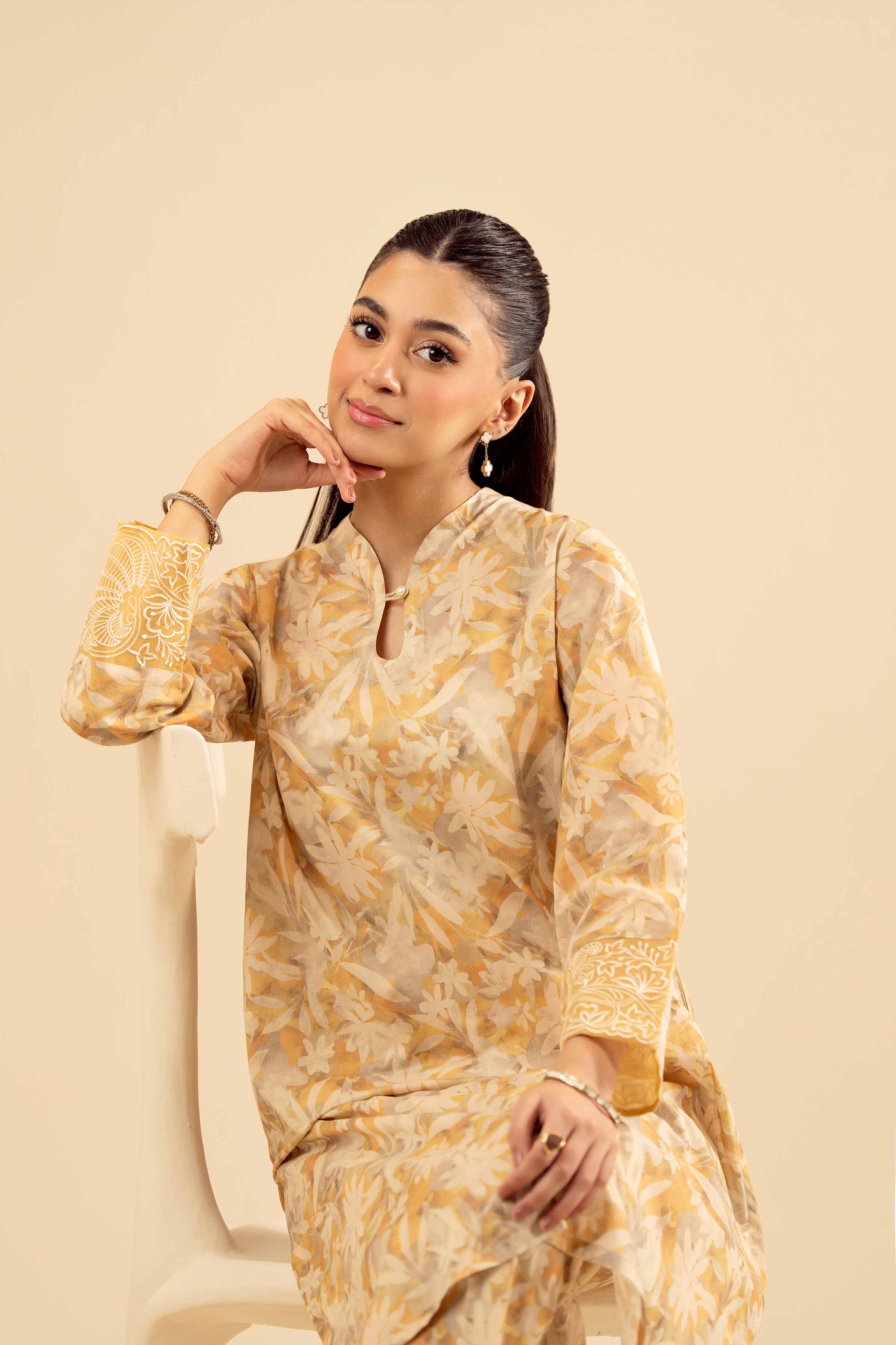 2 Piece - Printed Embroidered Suit - PW25-199