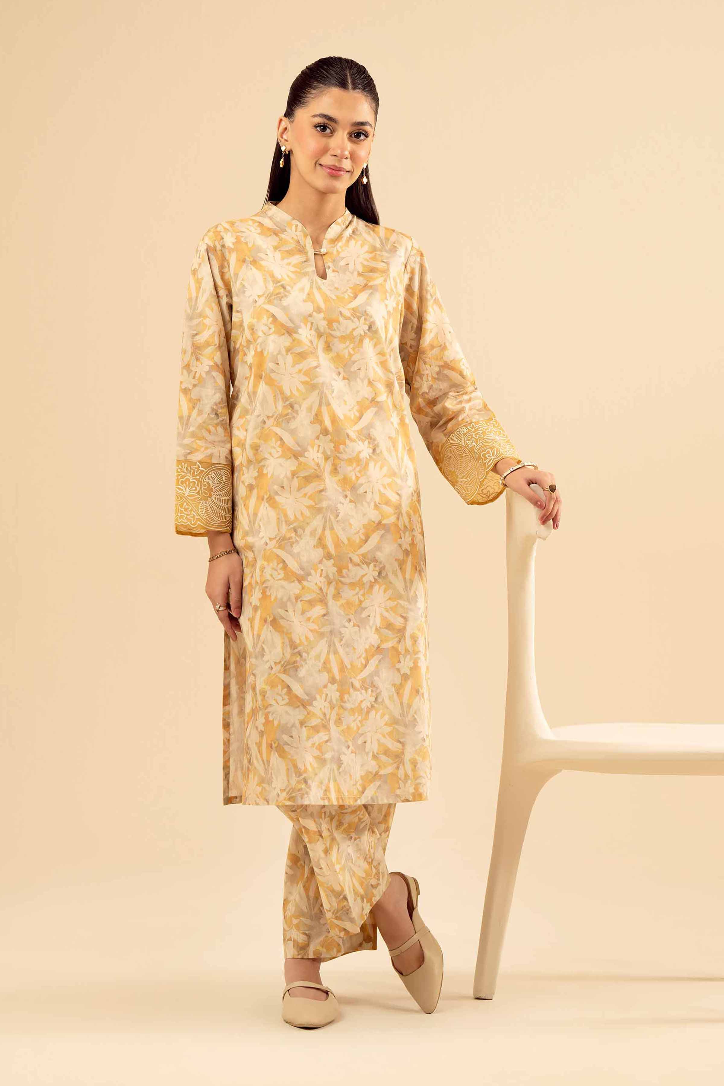 2 Piece - Printed Embroidered Suit - PW25-199