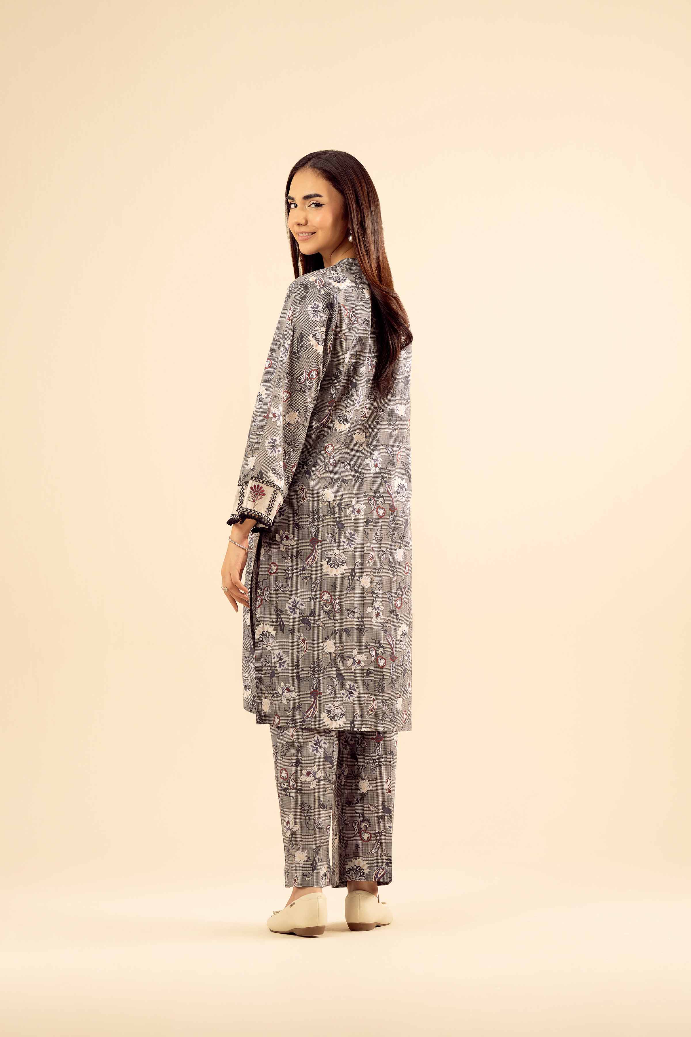2 Piece - Printed Embroidered Suit - PW25-201