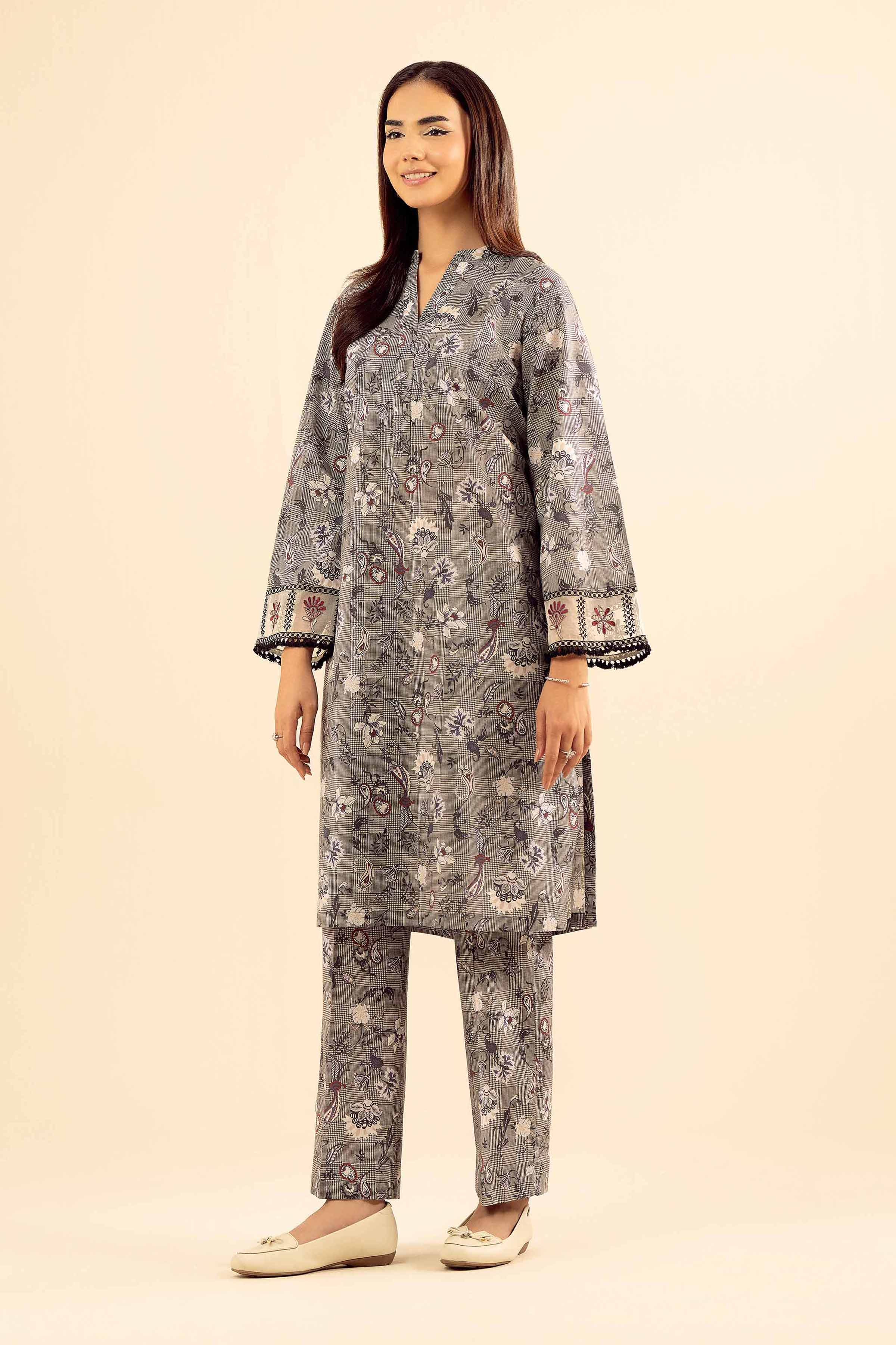 2 Piece - Printed Embroidered Suit - PW25-201