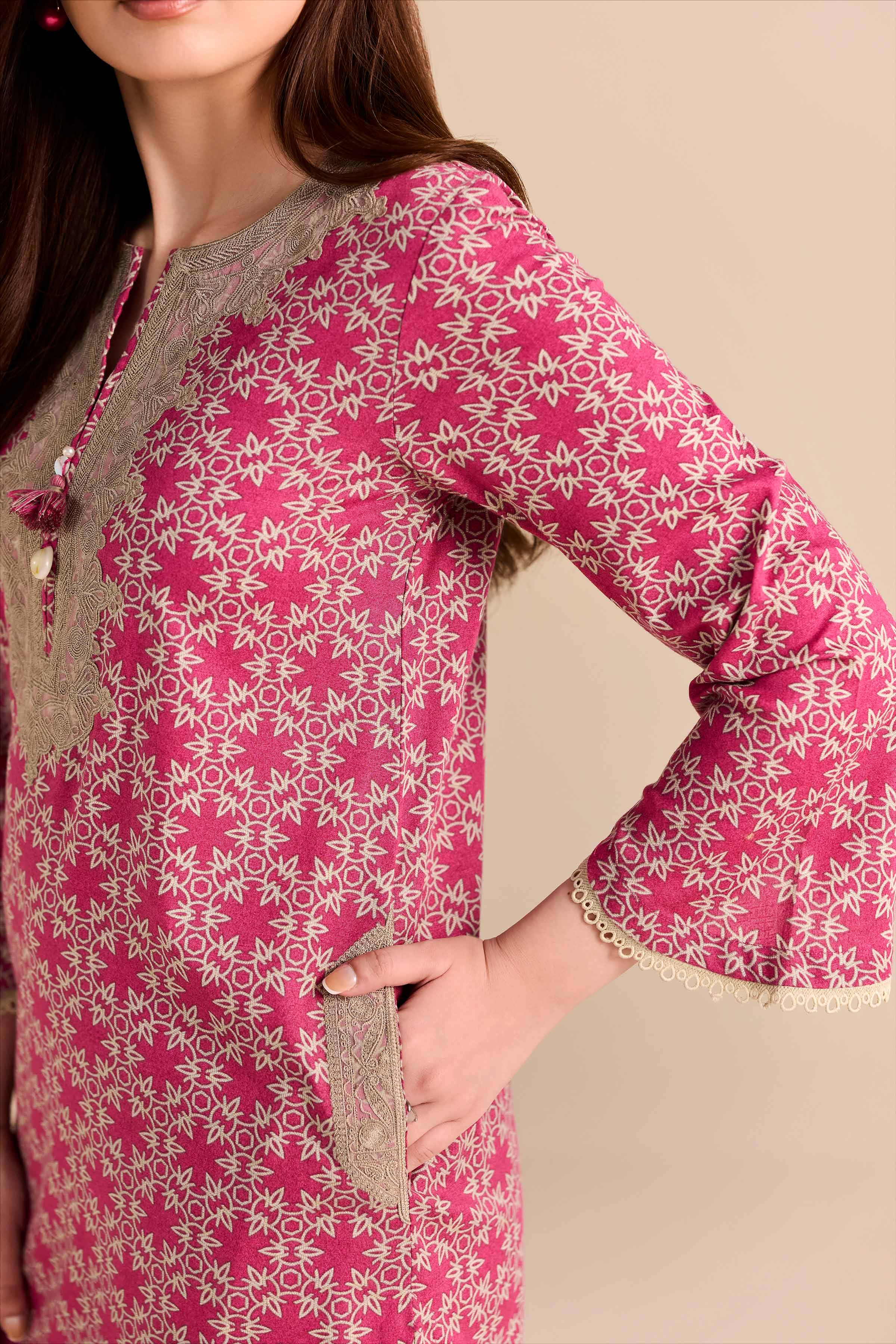 2 Piece - Printed Embroidered Suit - PW25-217