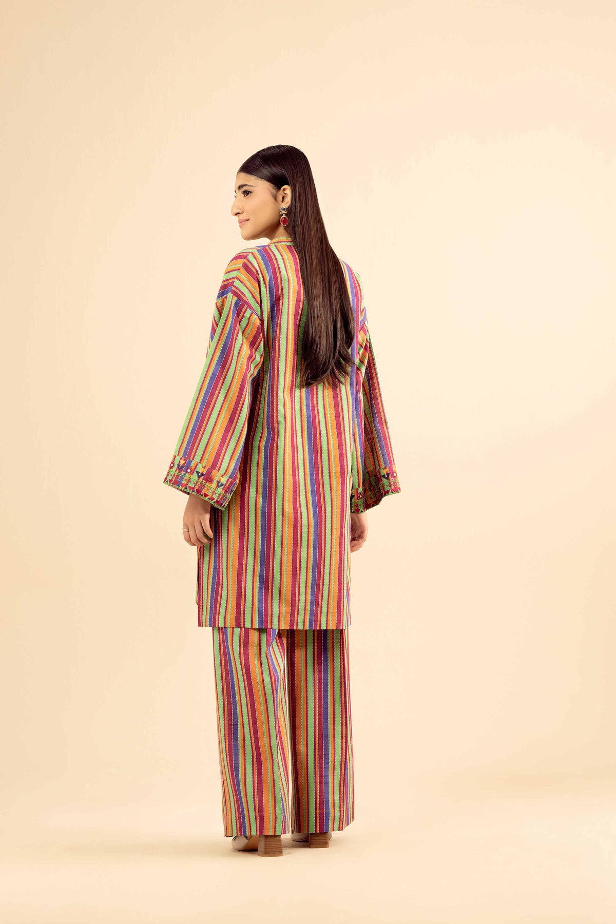 2 Piece - Printed Embroidered Suit - PW25-223