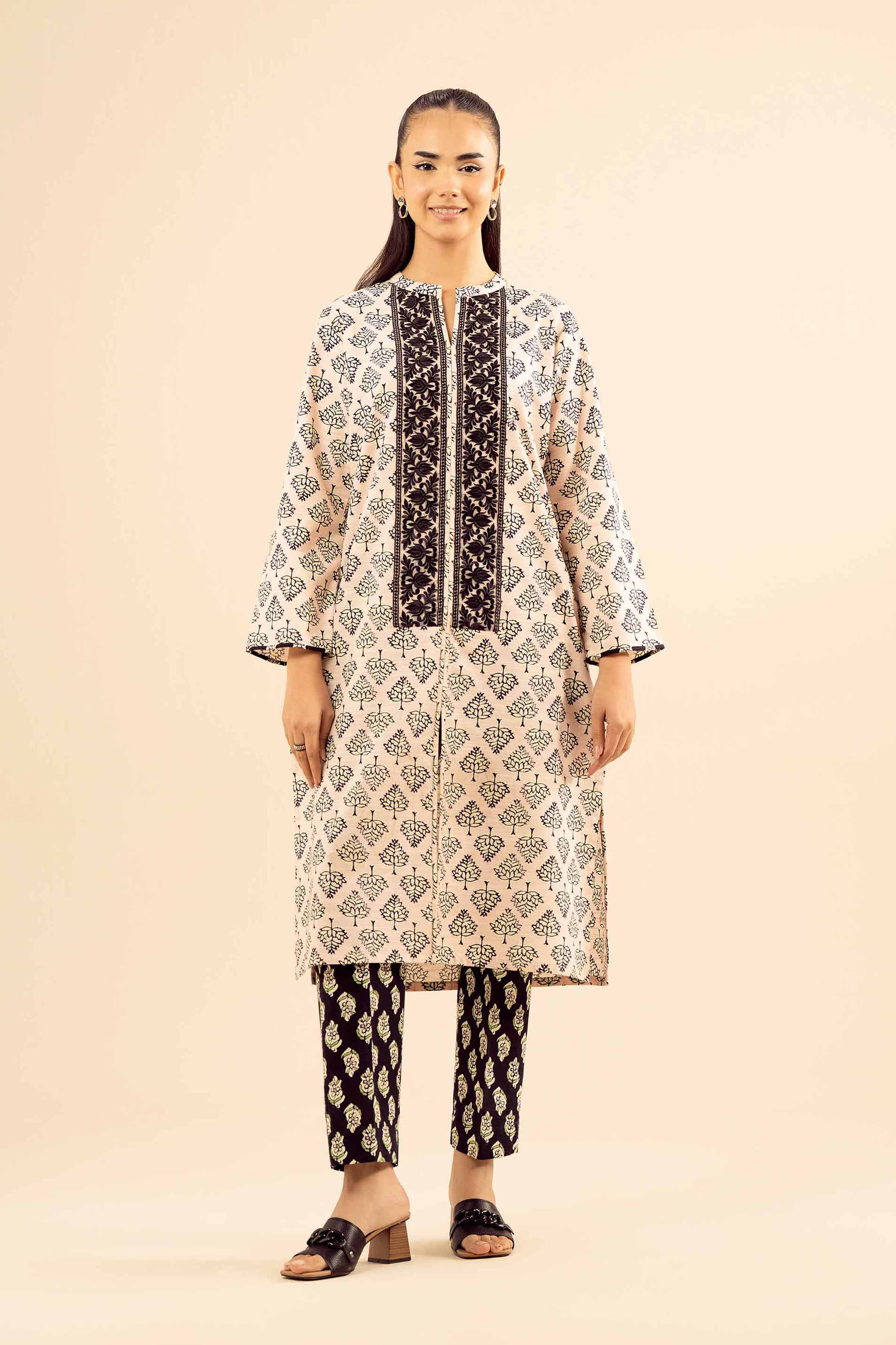 2 Piece - Printed Embroidered Suit - PW25-226