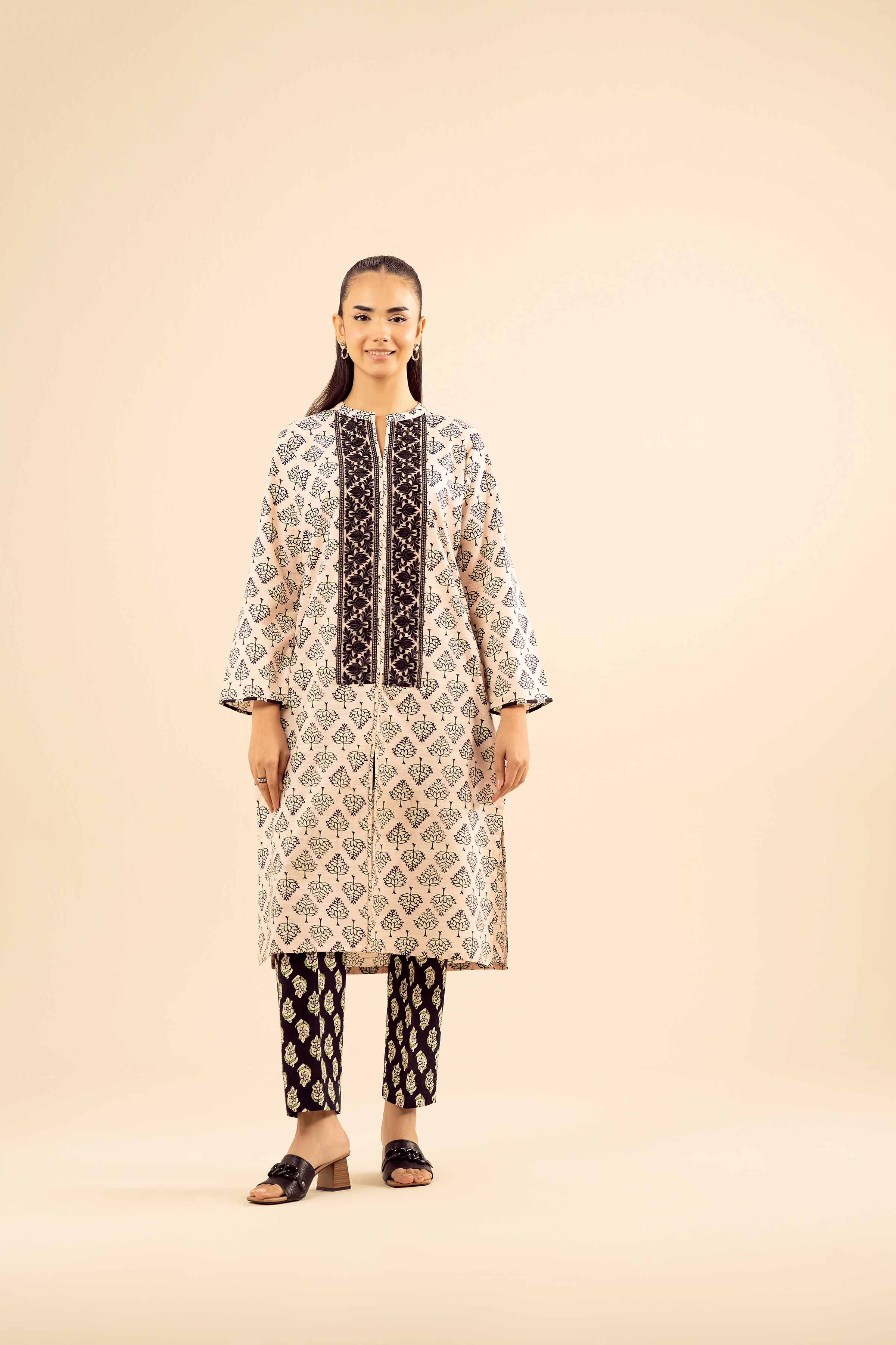 2 Piece - Printed Embroidered Suit - PW25-226