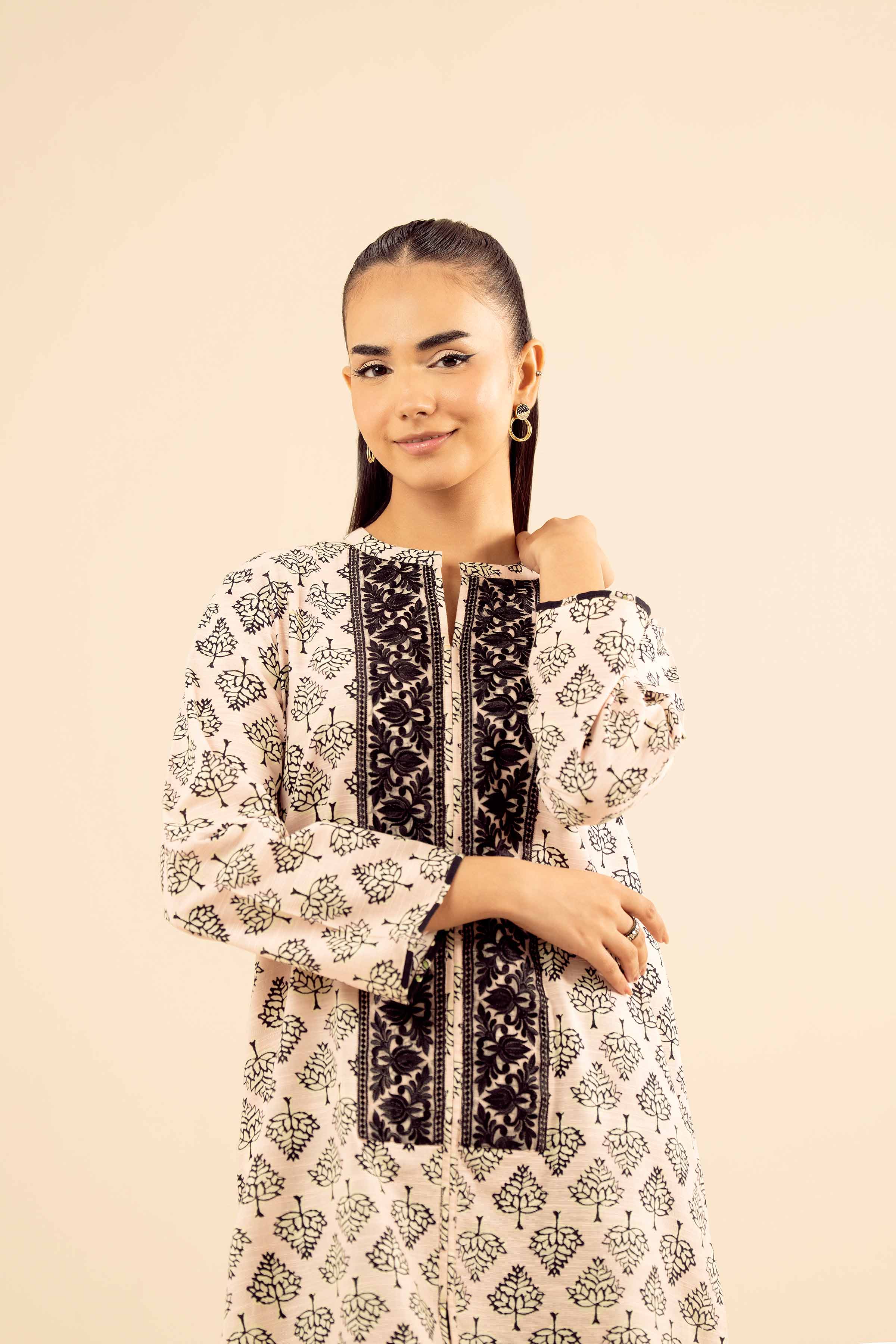 2 Piece - Printed Embroidered Suit - PW25-226