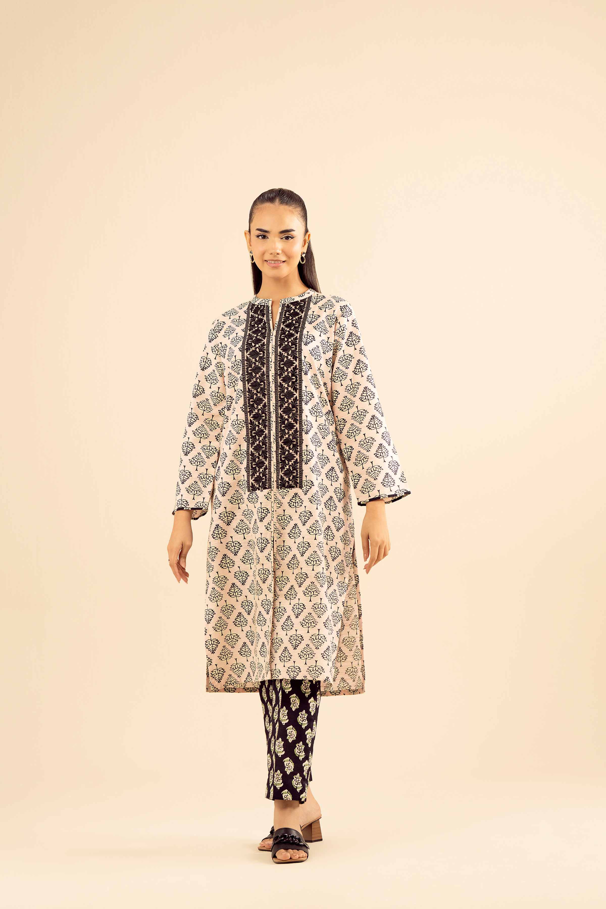 2 Piece - Printed Embroidered Suit - PW25-226