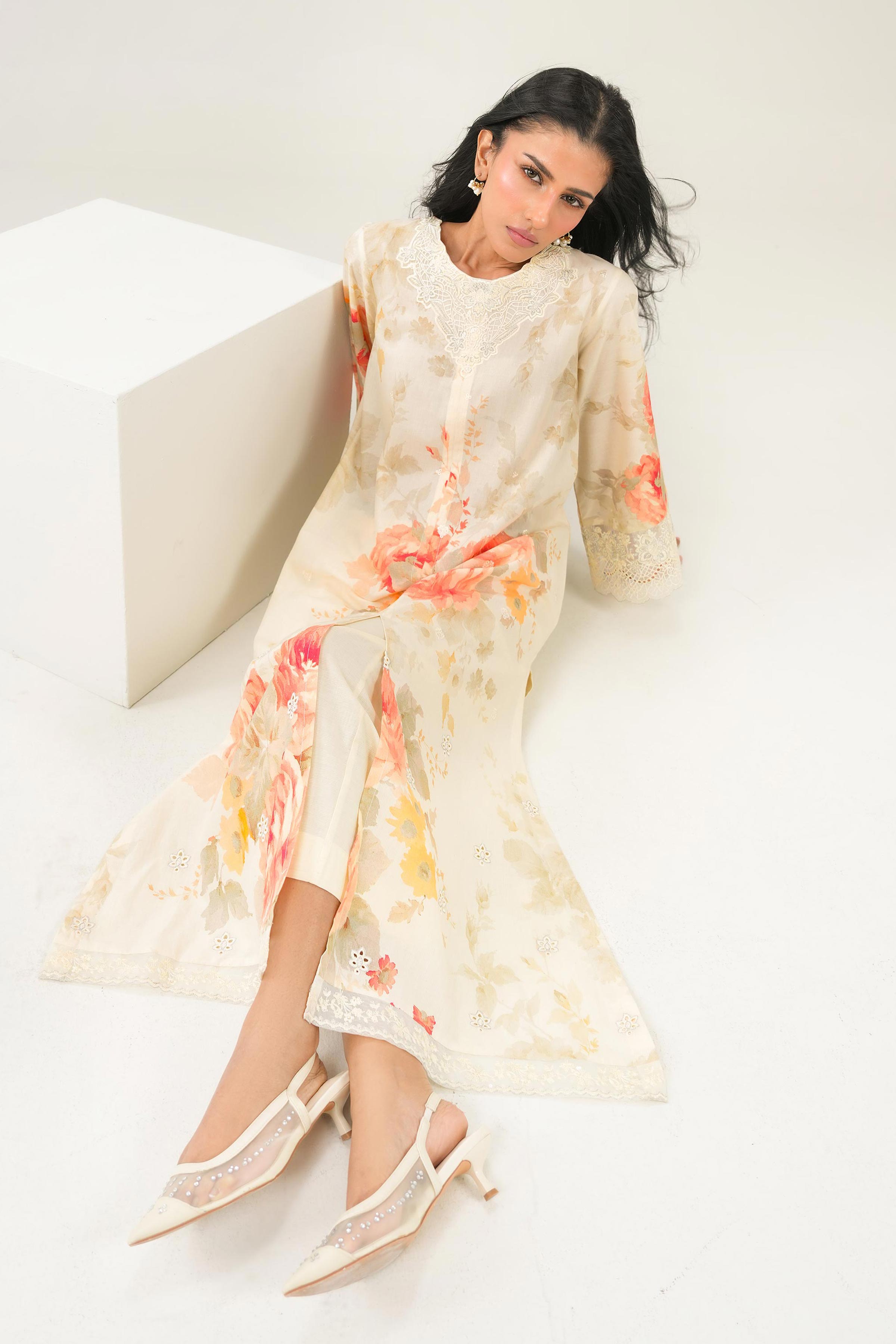 2 Piece - Printed Embroidered Suit - PW25-260