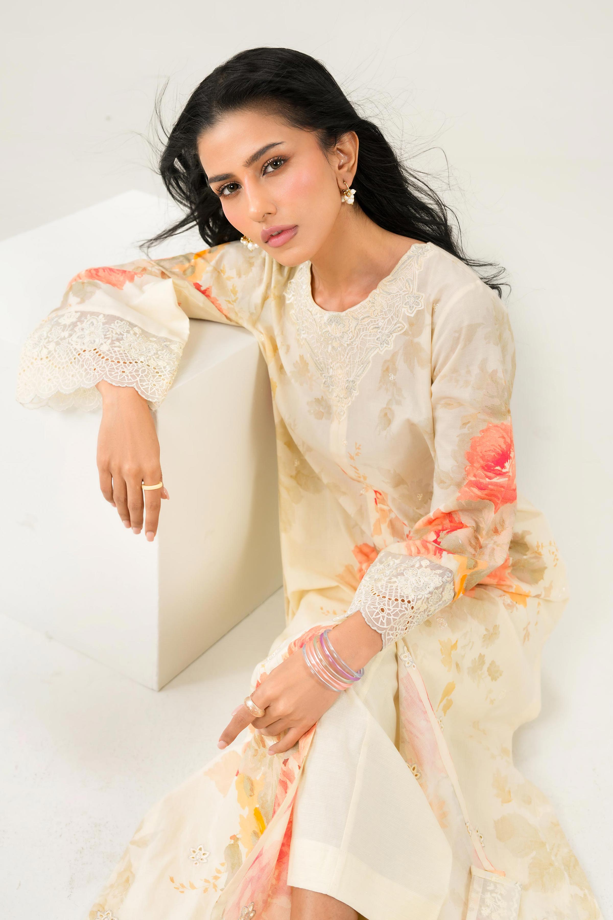 2 Piece - Printed Embroidered Suit - PW25-260
