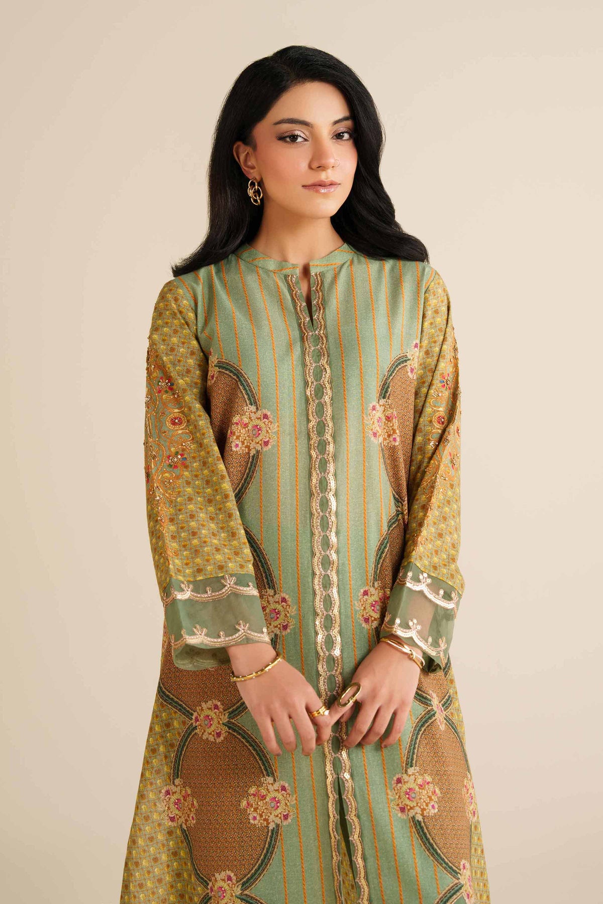 2 Piece - Printed Embroidered Suit - PW25-261