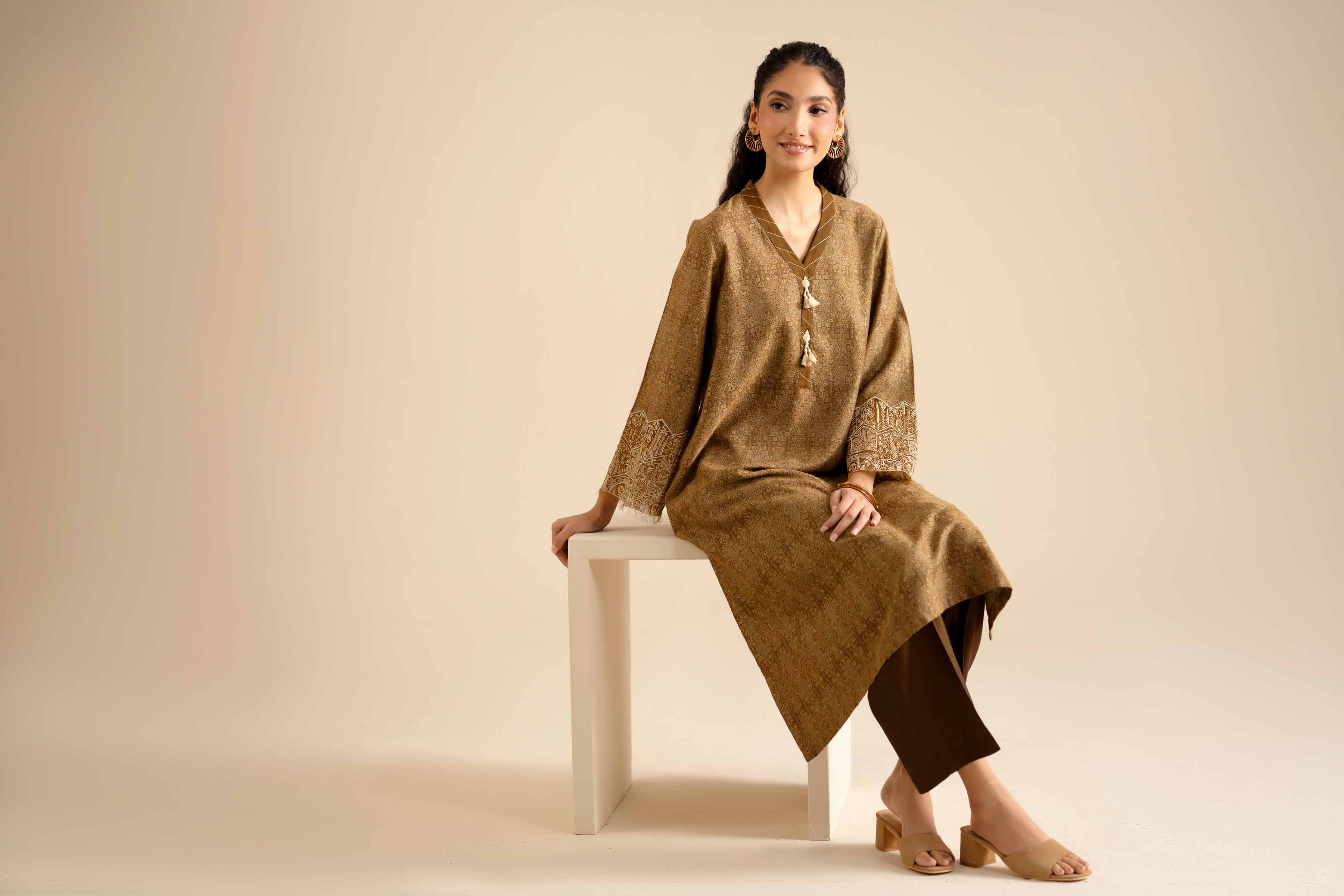 2 Piece - Printed Embroidered Suit - PW25-273