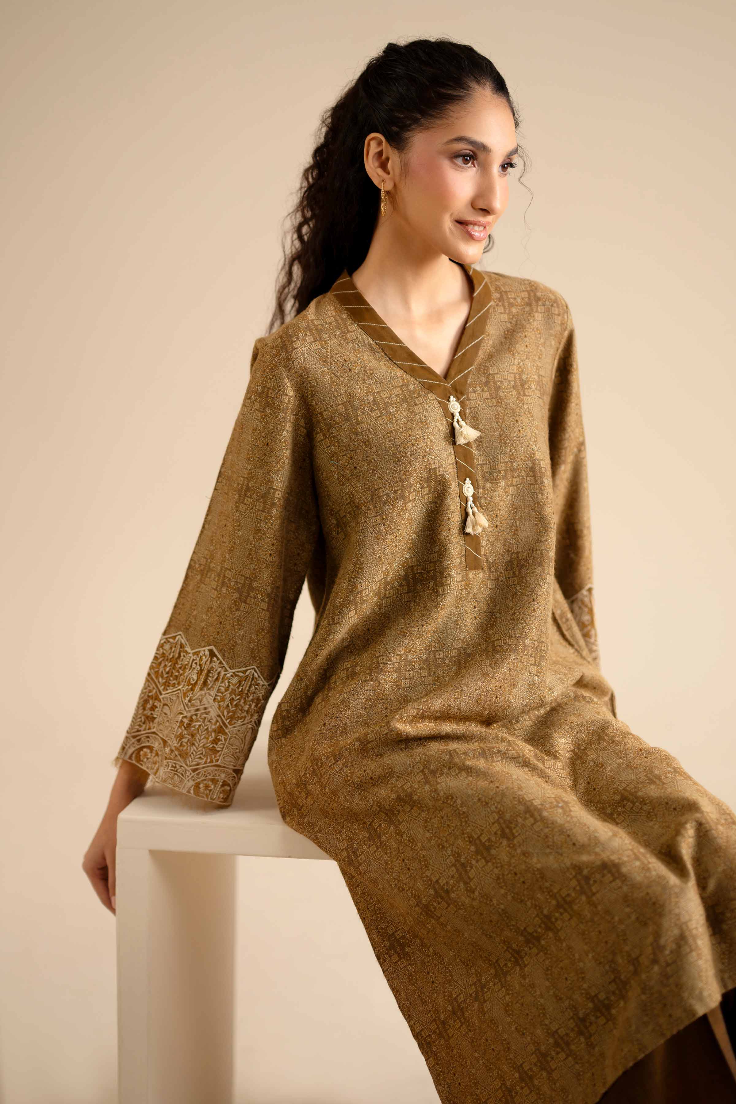 2 Piece - Printed Embroidered Suit - PW25-273