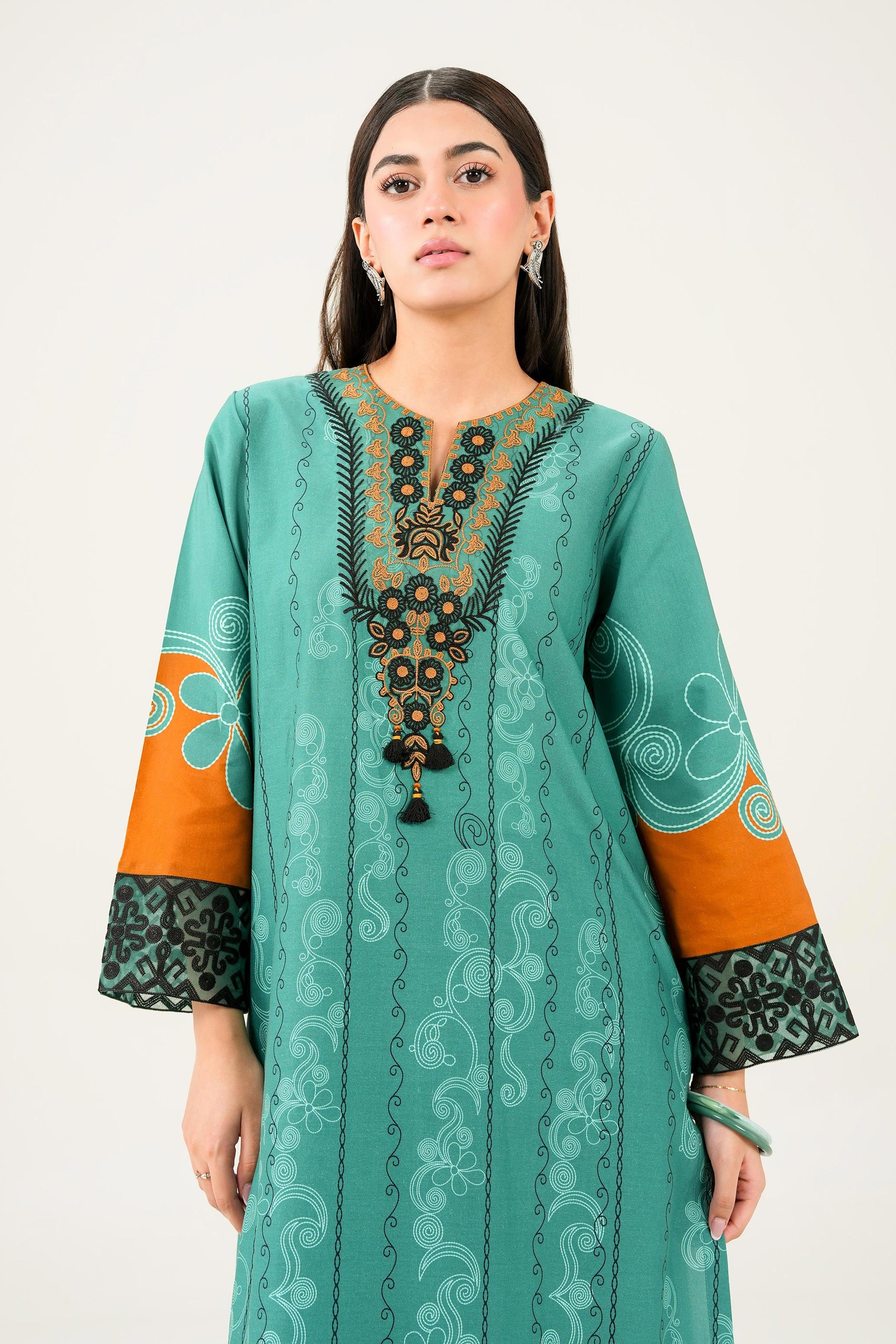 2 Piece - Printed Embroidered Suit - PW25-279
