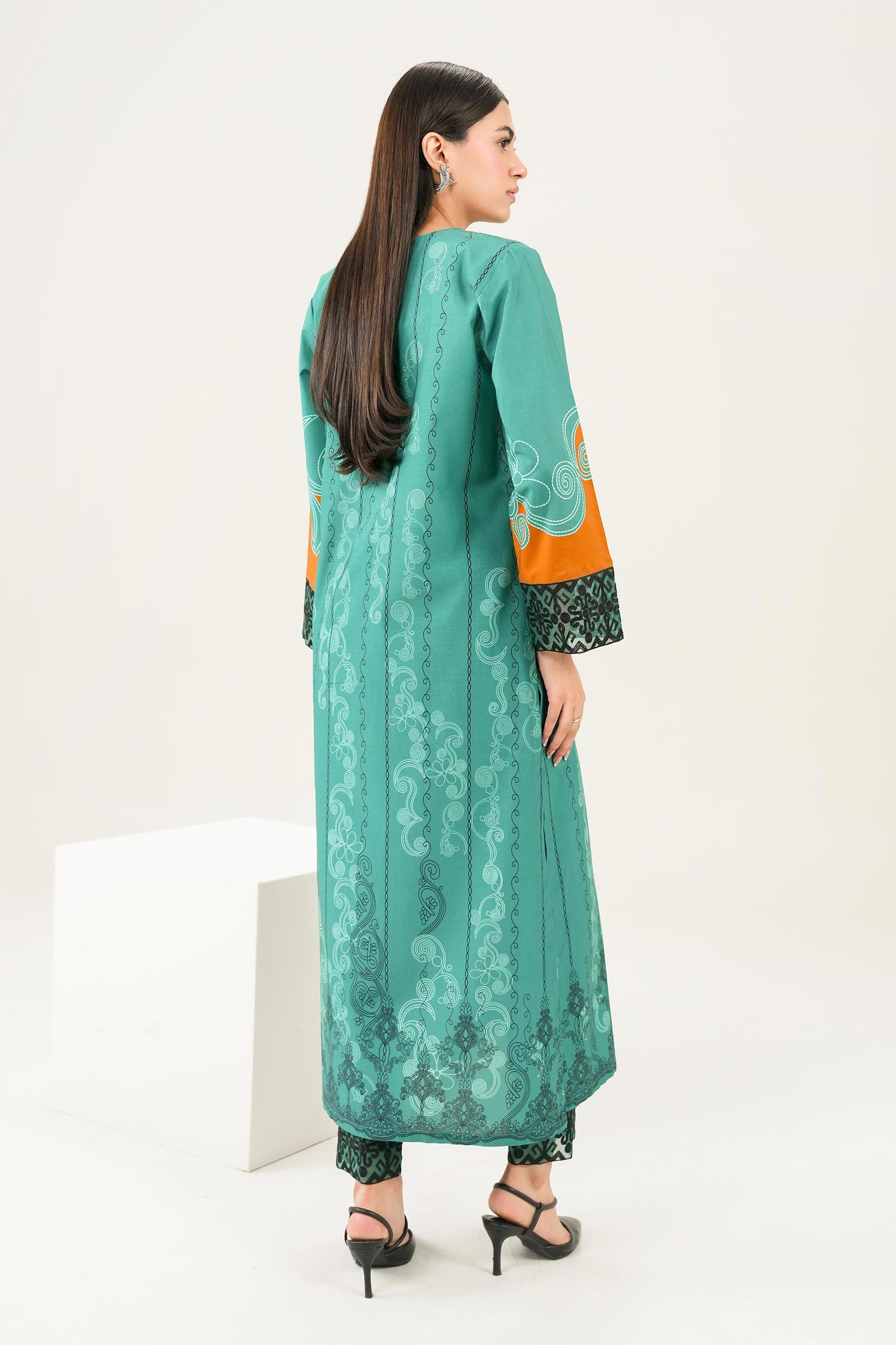2 Piece - Printed Embroidered Suit - PW25-279
