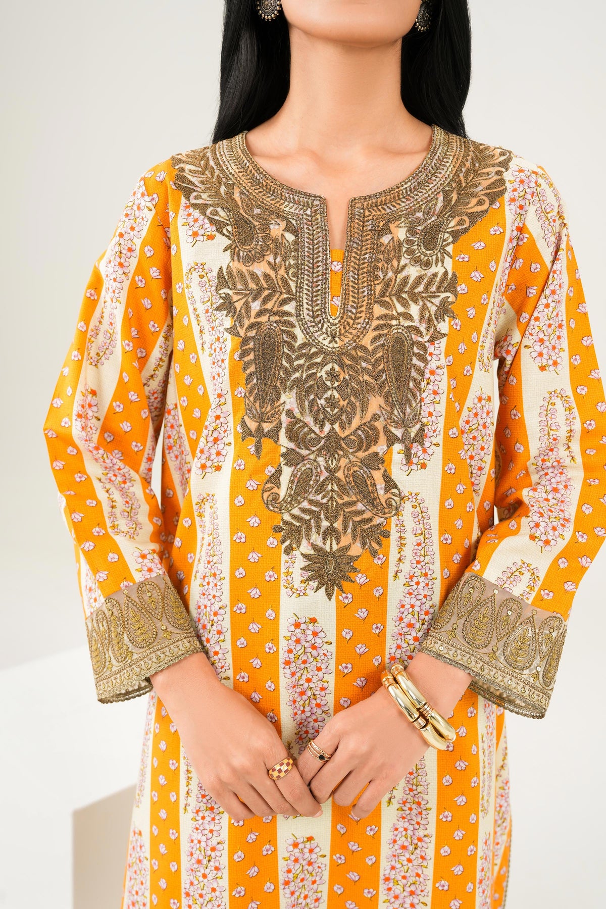 2 Piece - Printed Embroidered Suit - PW25-281