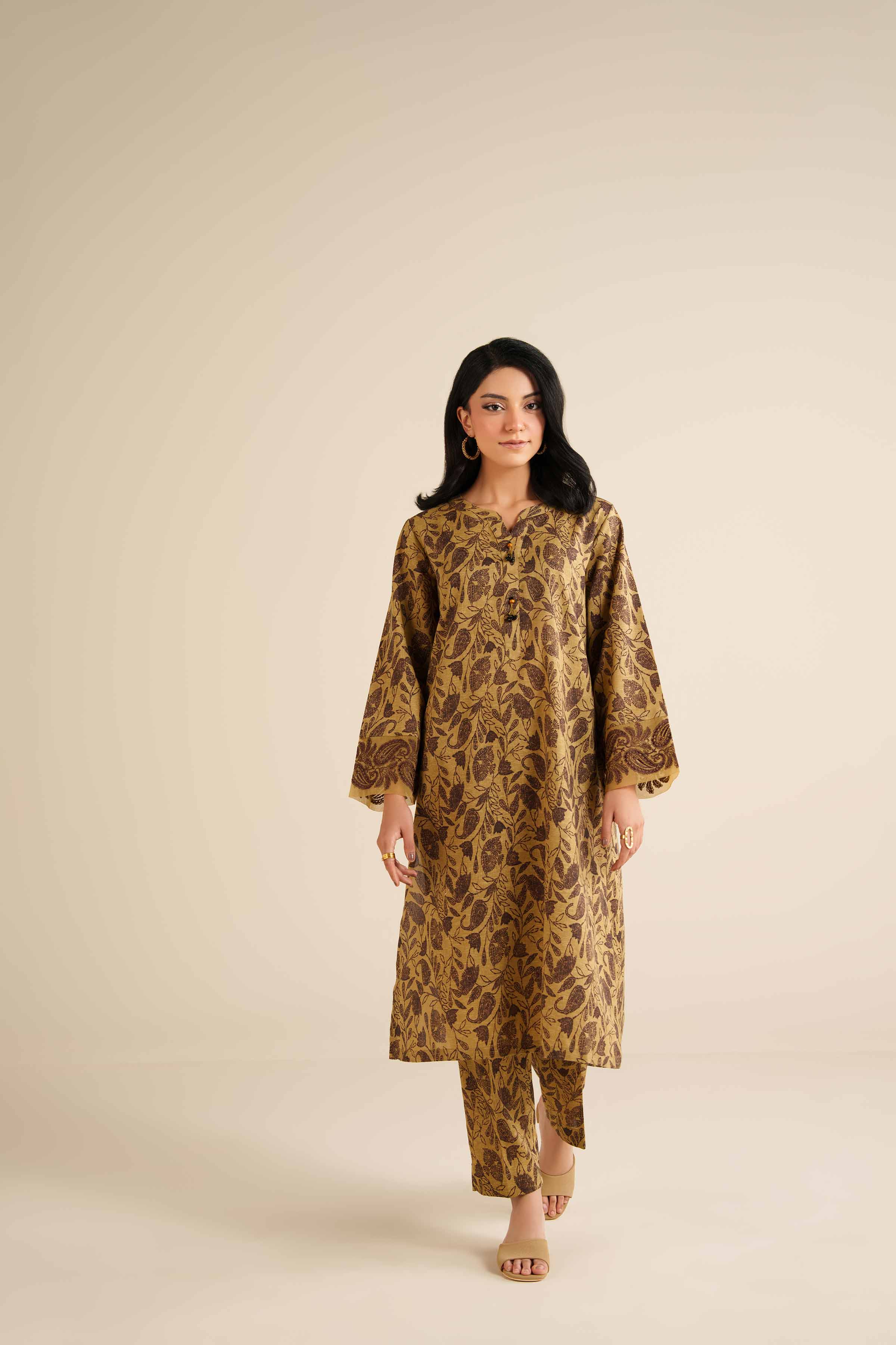 2 Piece - Printed Embroidered Suit - PW25-293