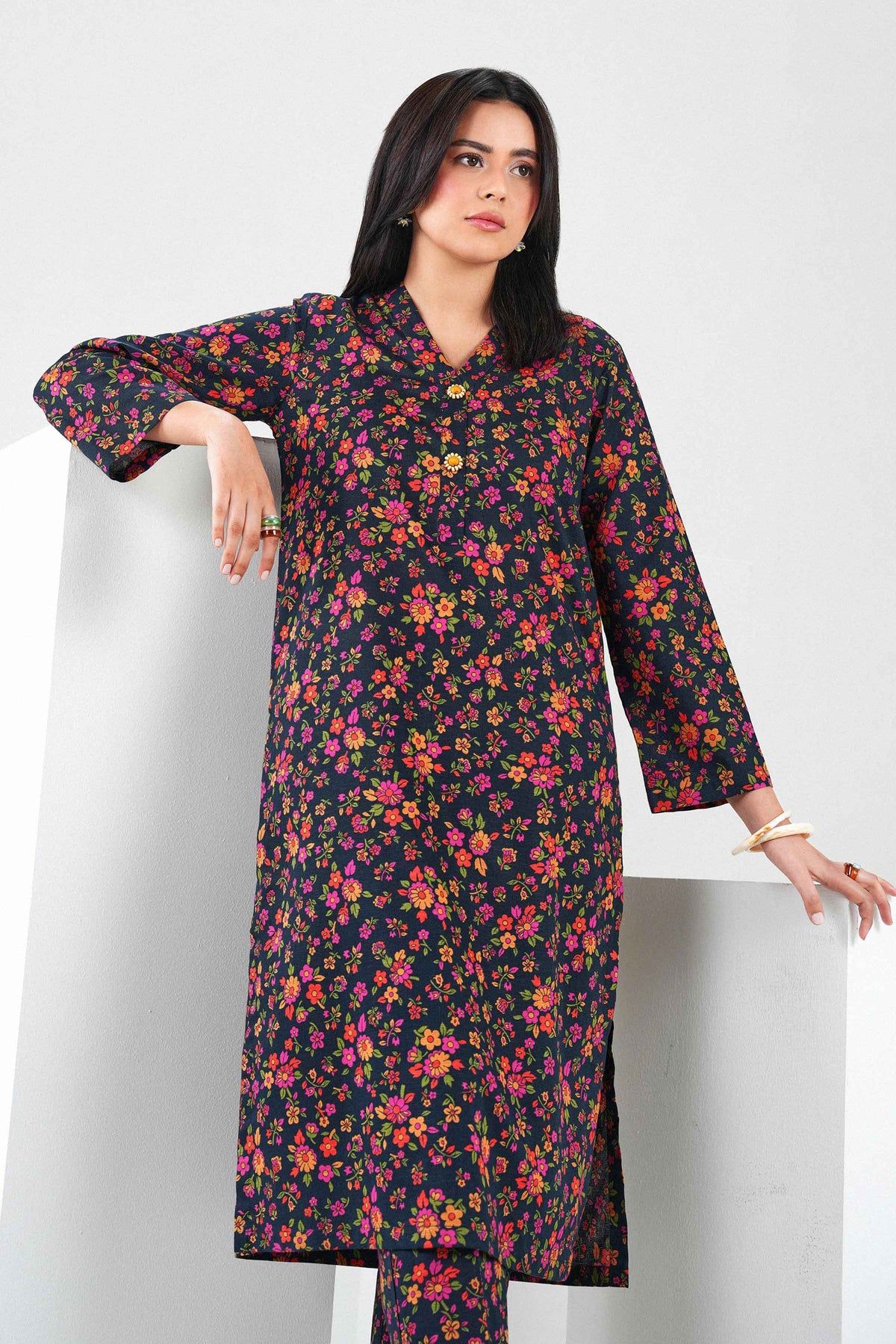 2 Piece - Printed Embroidered Suit - PW25-294