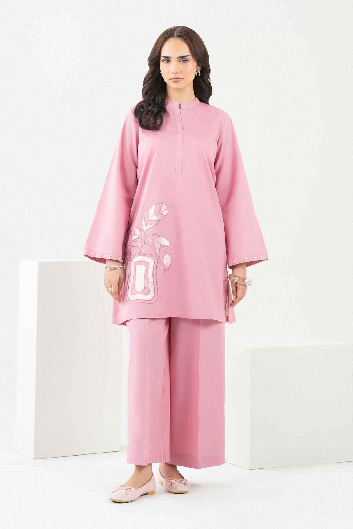 Pink 2 Piece - Embroidered Suit - PW25-297