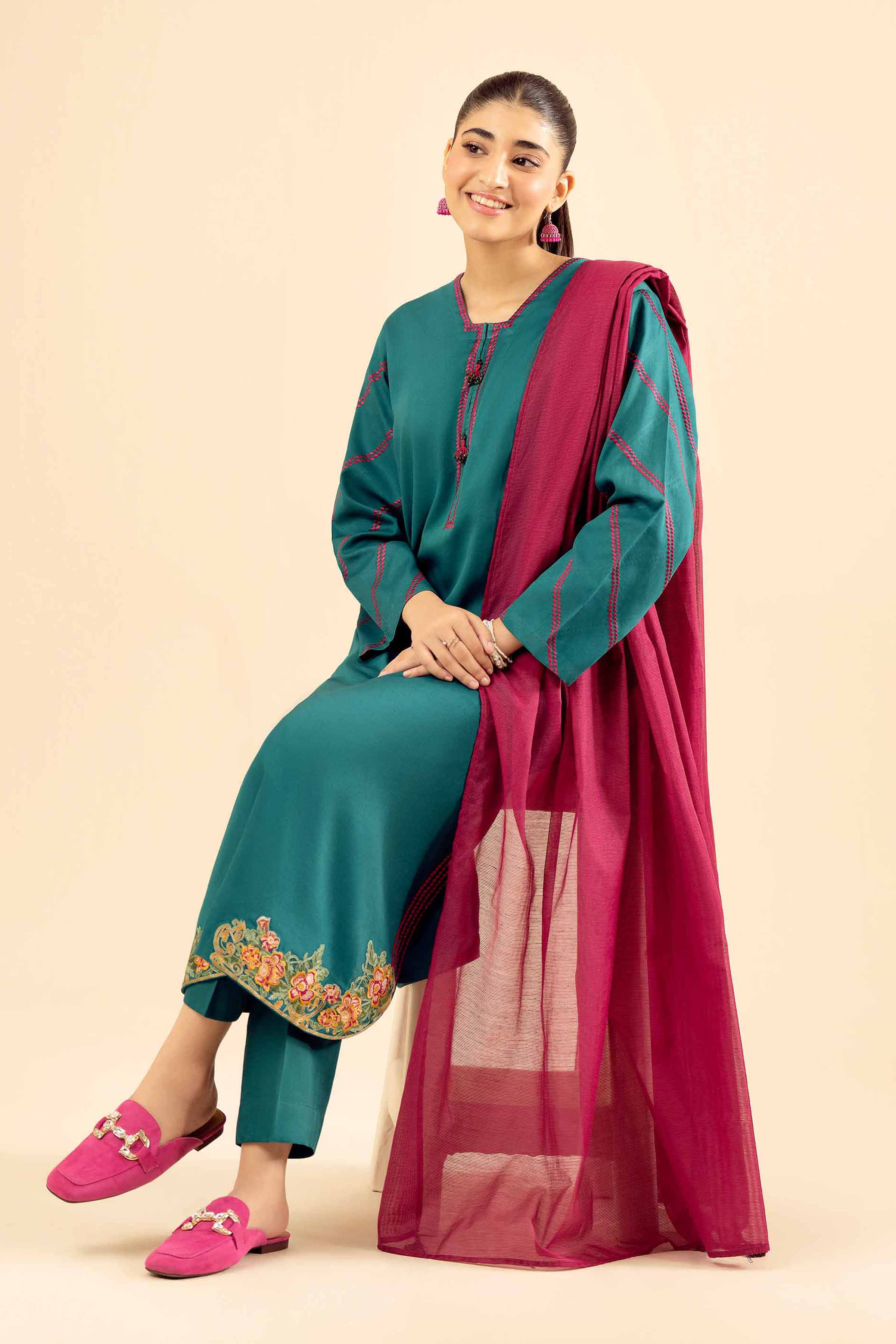 3 Piece - Embroidered Suit - PW25-30