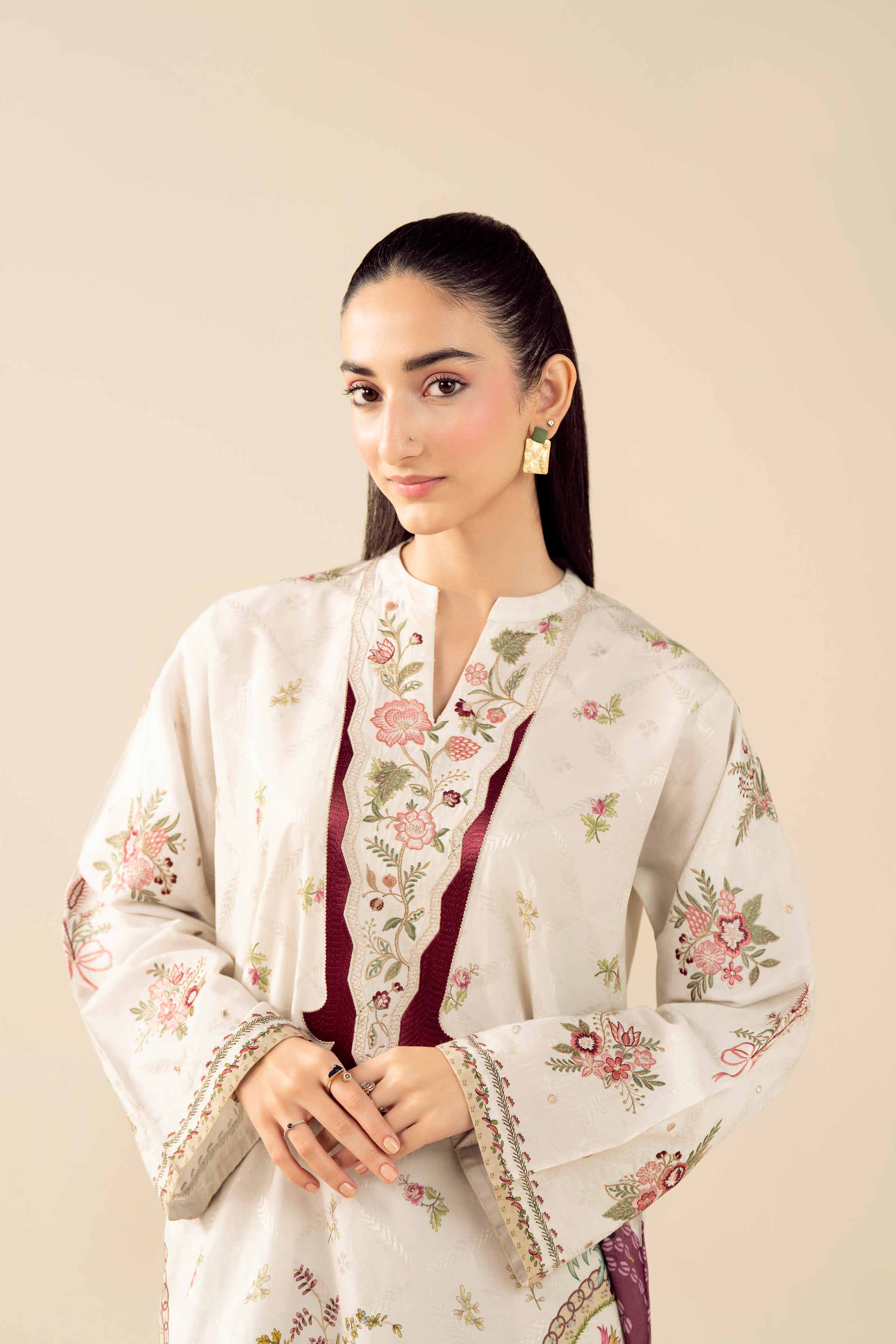2 Piece - Printed Embroidered Suit - PW25-329