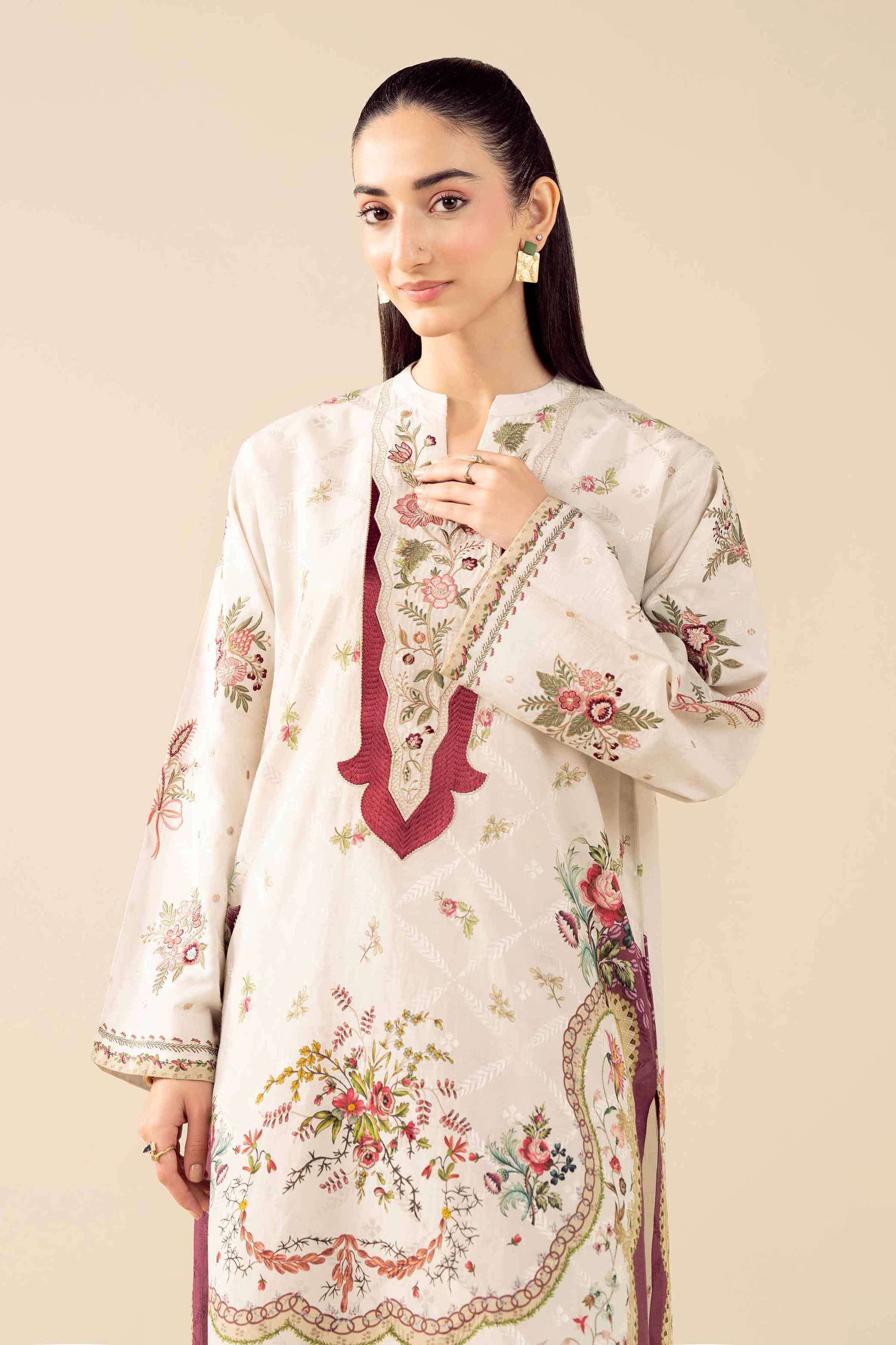 2 Piece - Printed Embroidered Suit - PW25-329